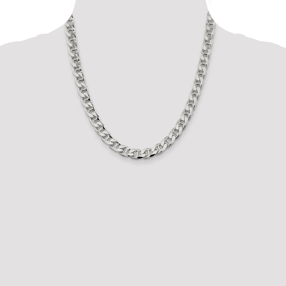20 Inch Sterling Silver 9mm D/C Flat Anchor Curb Chain Necklace