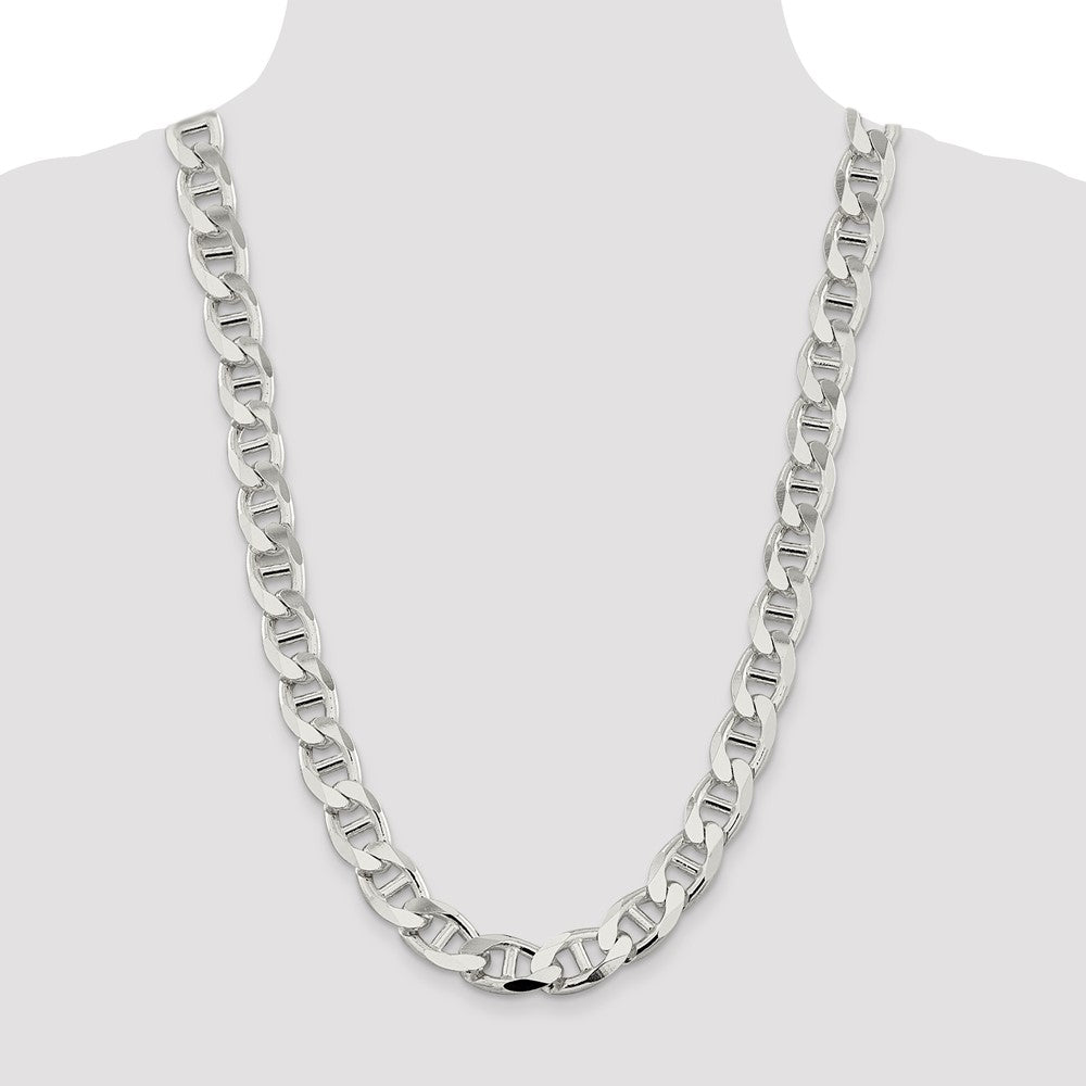 26 Inch Sterling Silver 13.5mm D/C Flat Anchor Curb Chain Necklace