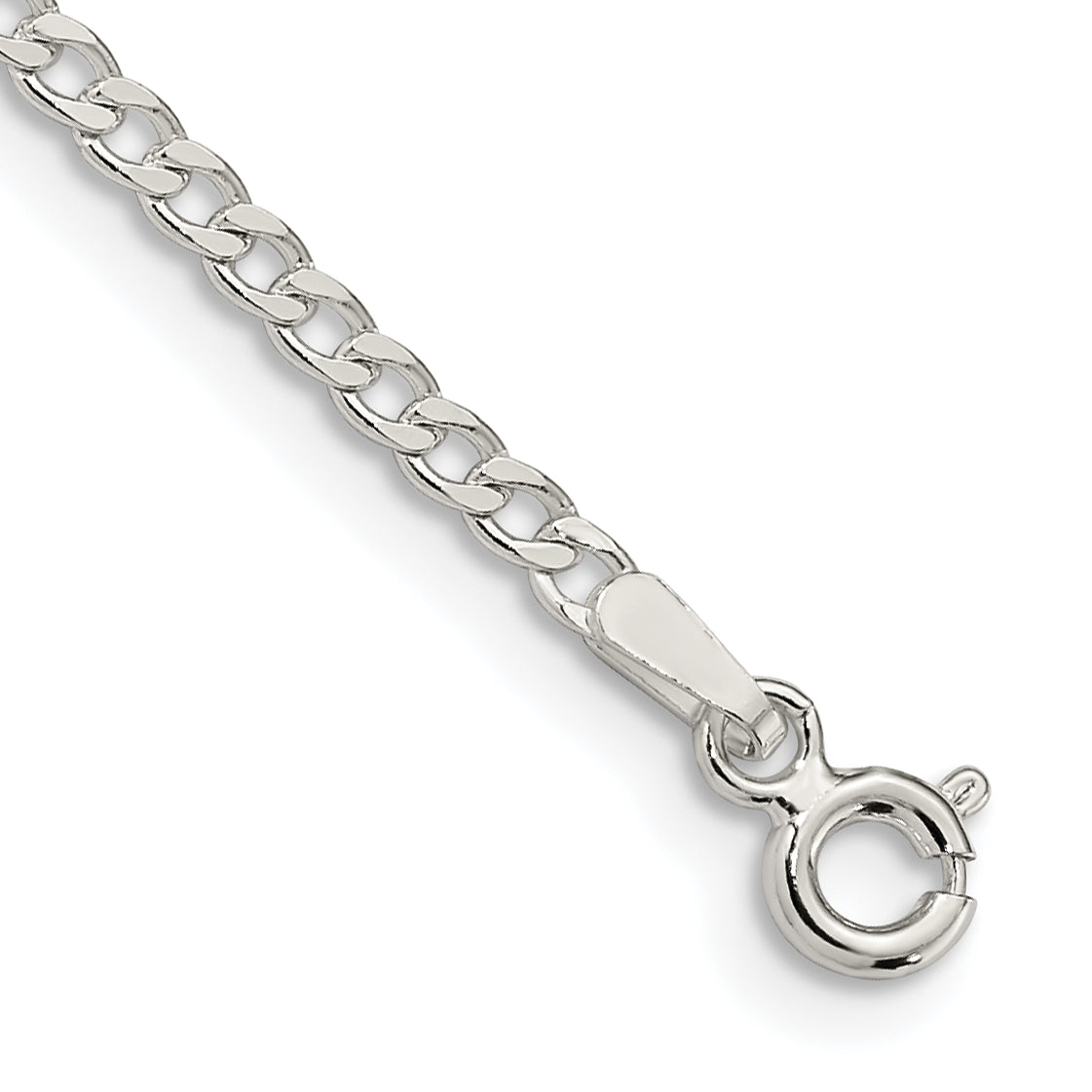 7 Inch Sterling Silver 2.3mm Beveled Curb Chain Bracelet