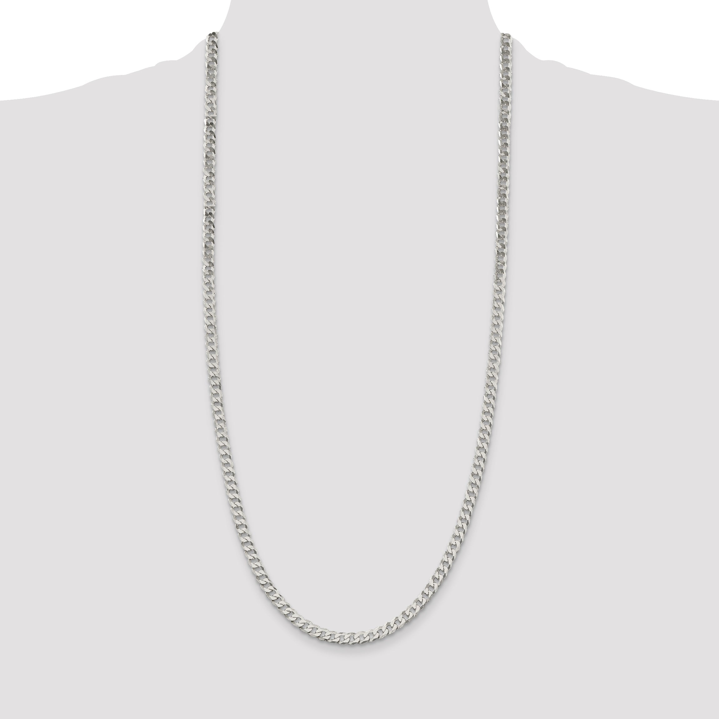 30 Inch Sterling Silver 5mm Beveled Curb Chain Necklace