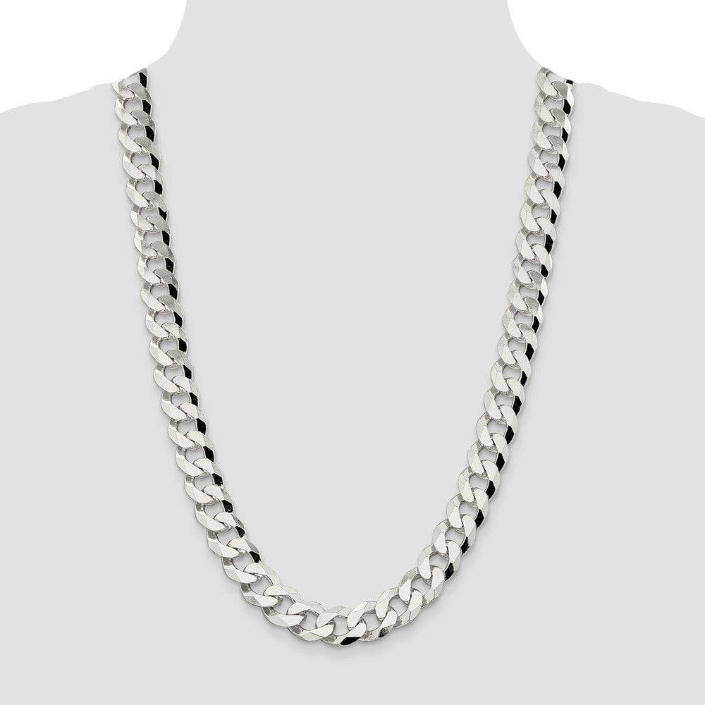 26 Inch Sterling Silver 14mm Beveled Curb Chain Necklace