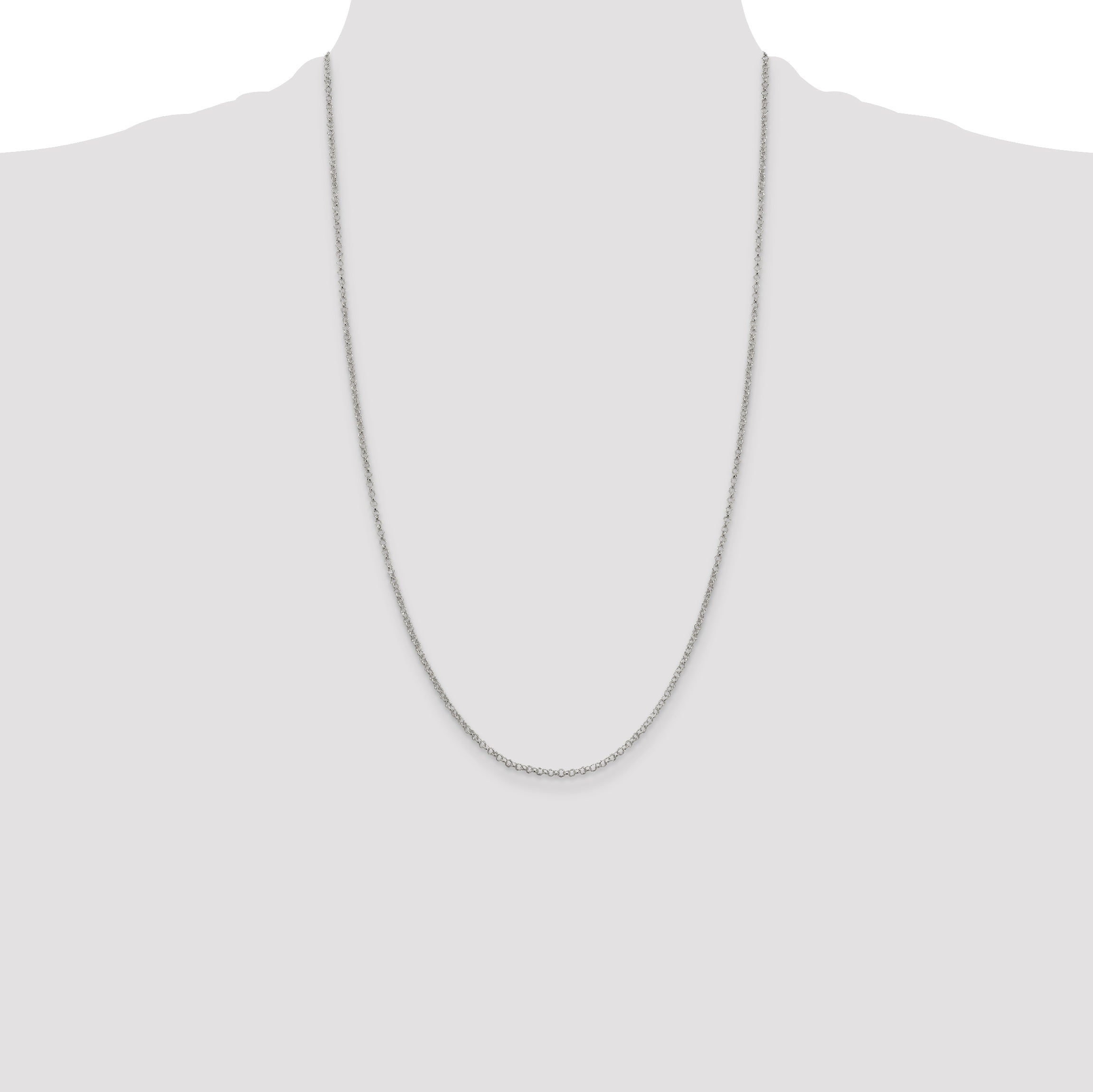 26 Inch Sterling Silver 2mm Rolo Chain Necklace
