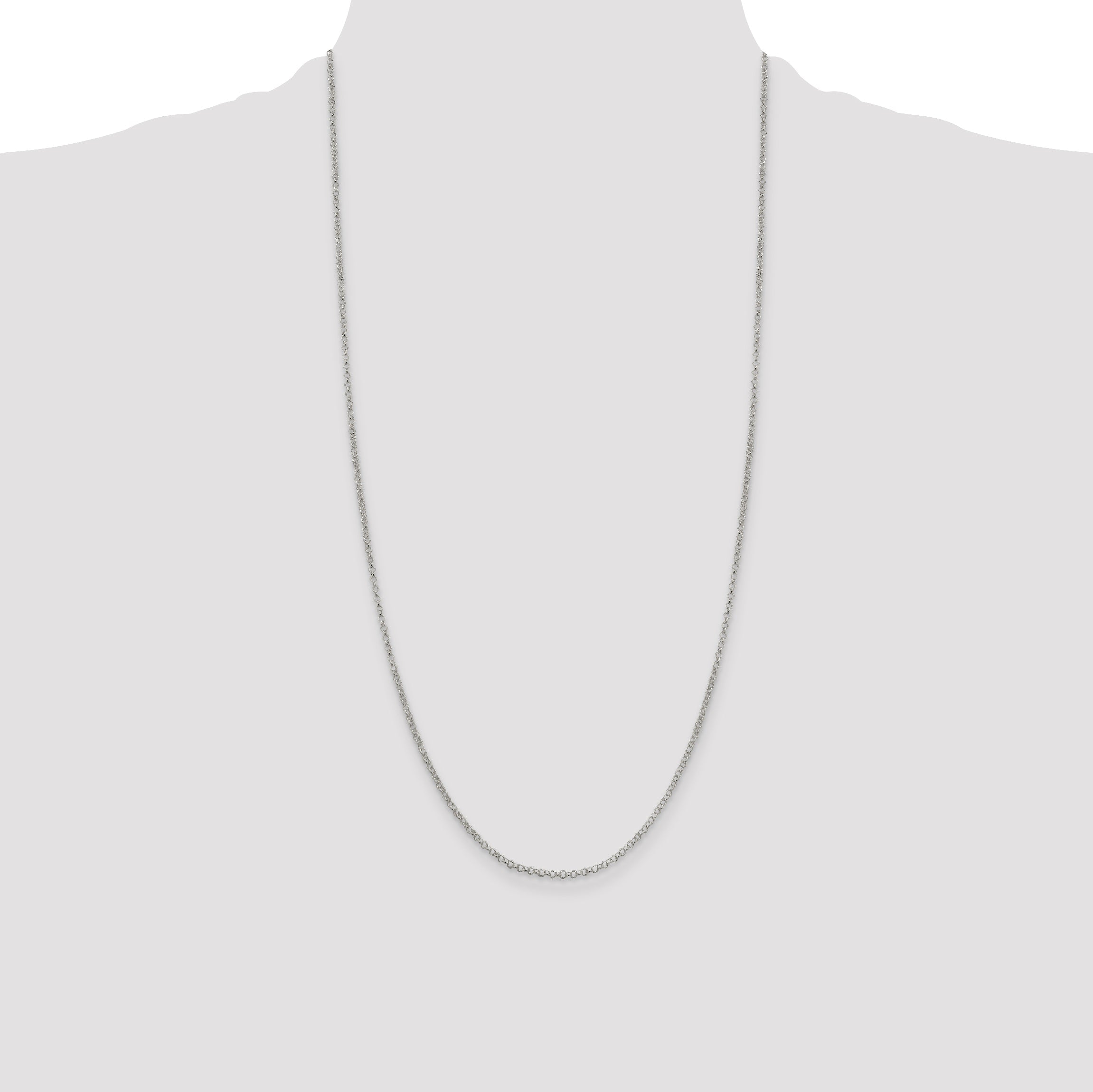 28 Inch Sterling Silver 2mm Rolo Chain Necklace