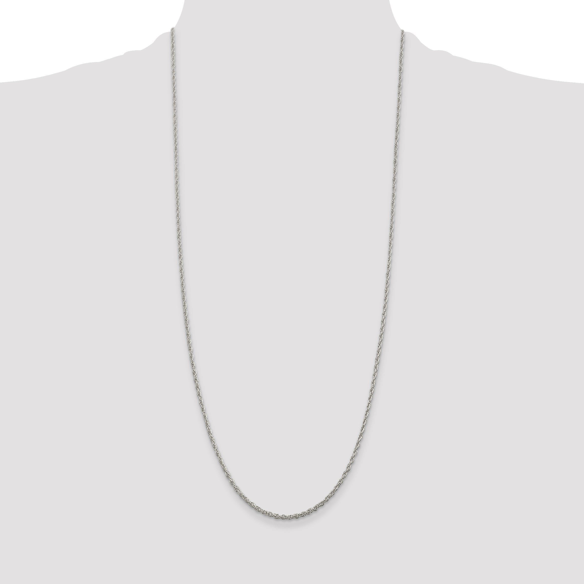 30 Inch Sterling Silver 2mm Loose Rope Chain Necklace