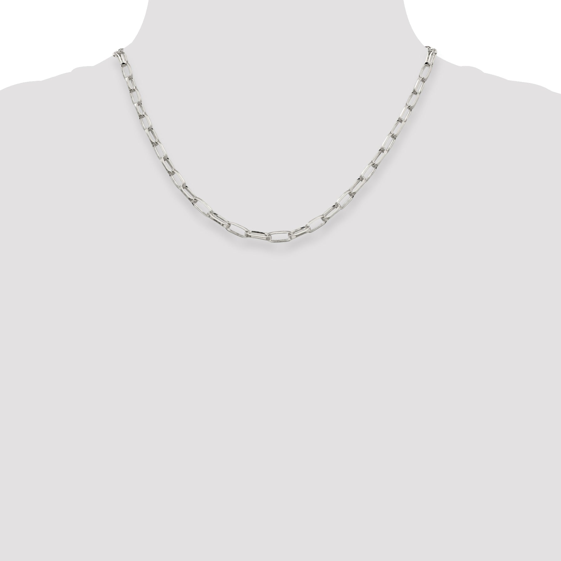 18 Inch Sterling Silver 5mm Elongated Open Link Chain Necklace