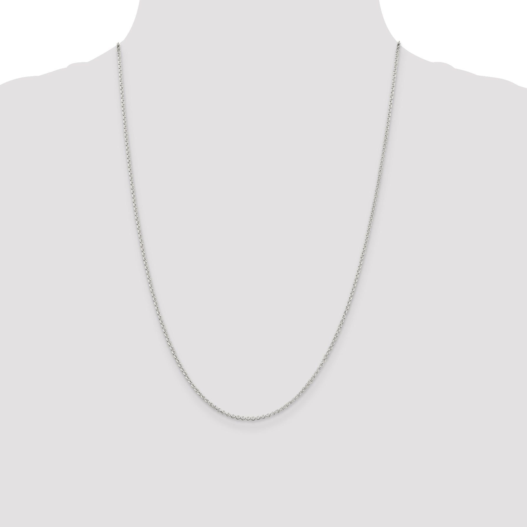 24 Inch Sterling Silver Rhodium-Plated 1.5mm Rolo Chain Necklace