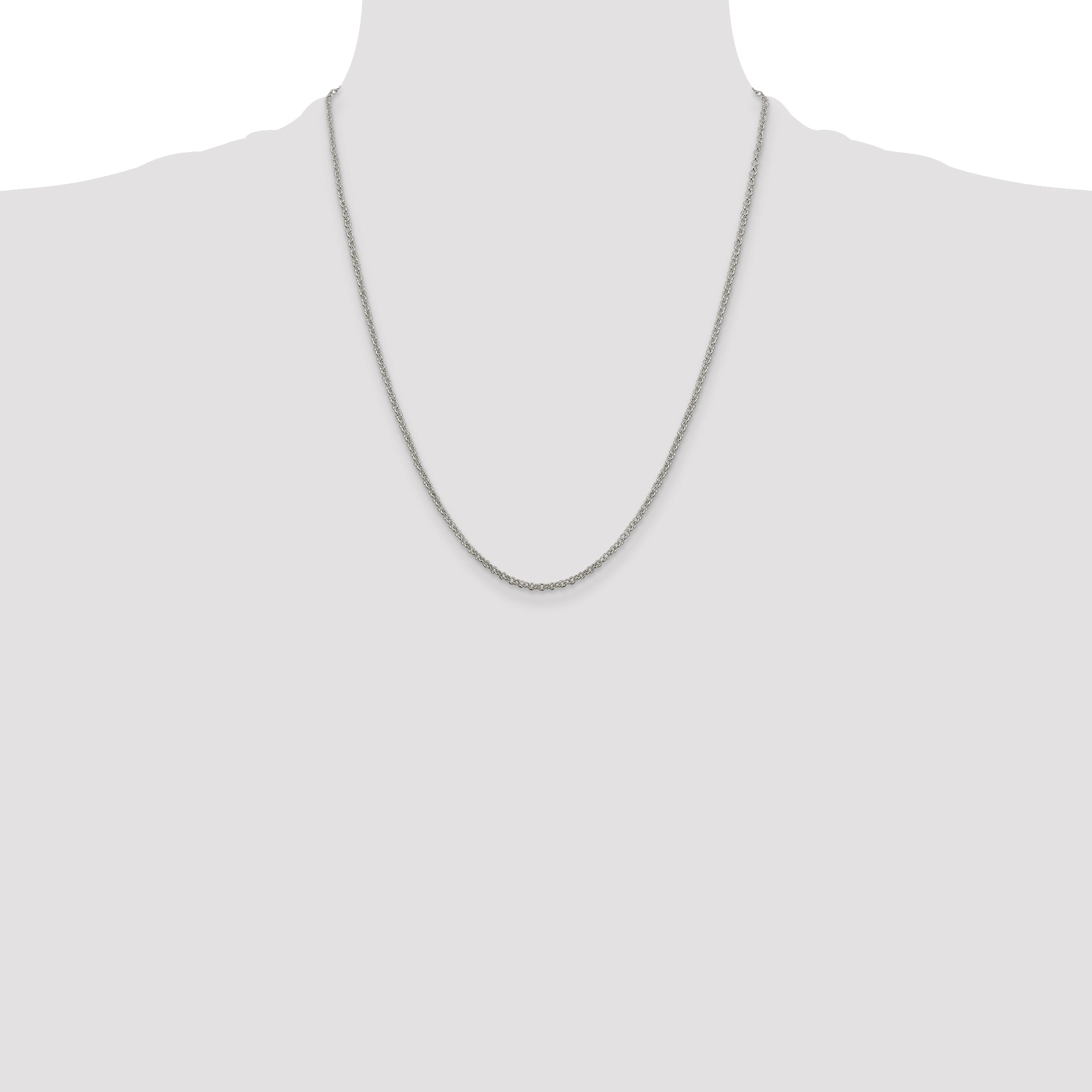 22 Inch Sterling Silver 2mm Rolo Chain Necklace