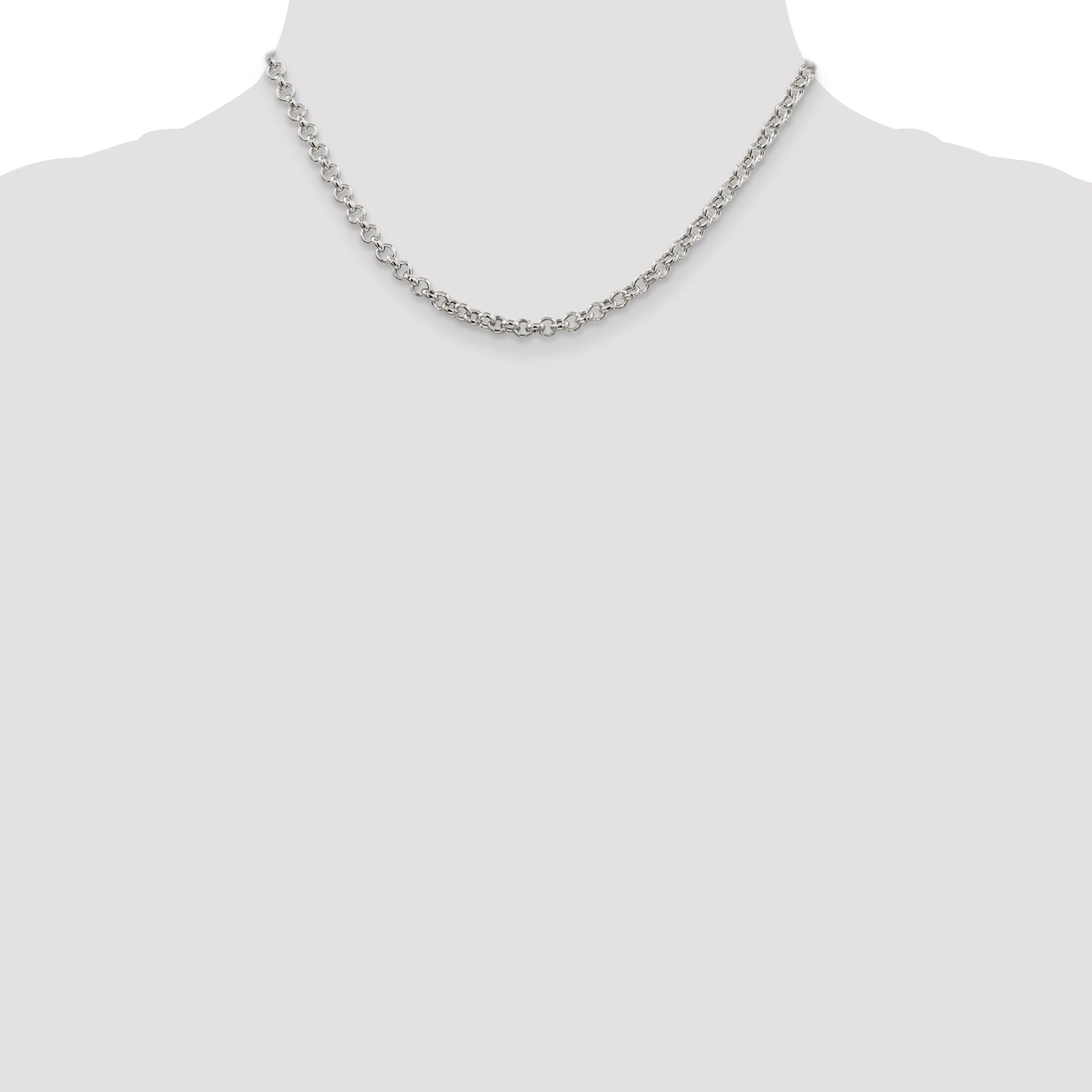 16 Inch Sterling Silver 4.25mm Semi-Solid Rolo Chain Necklace