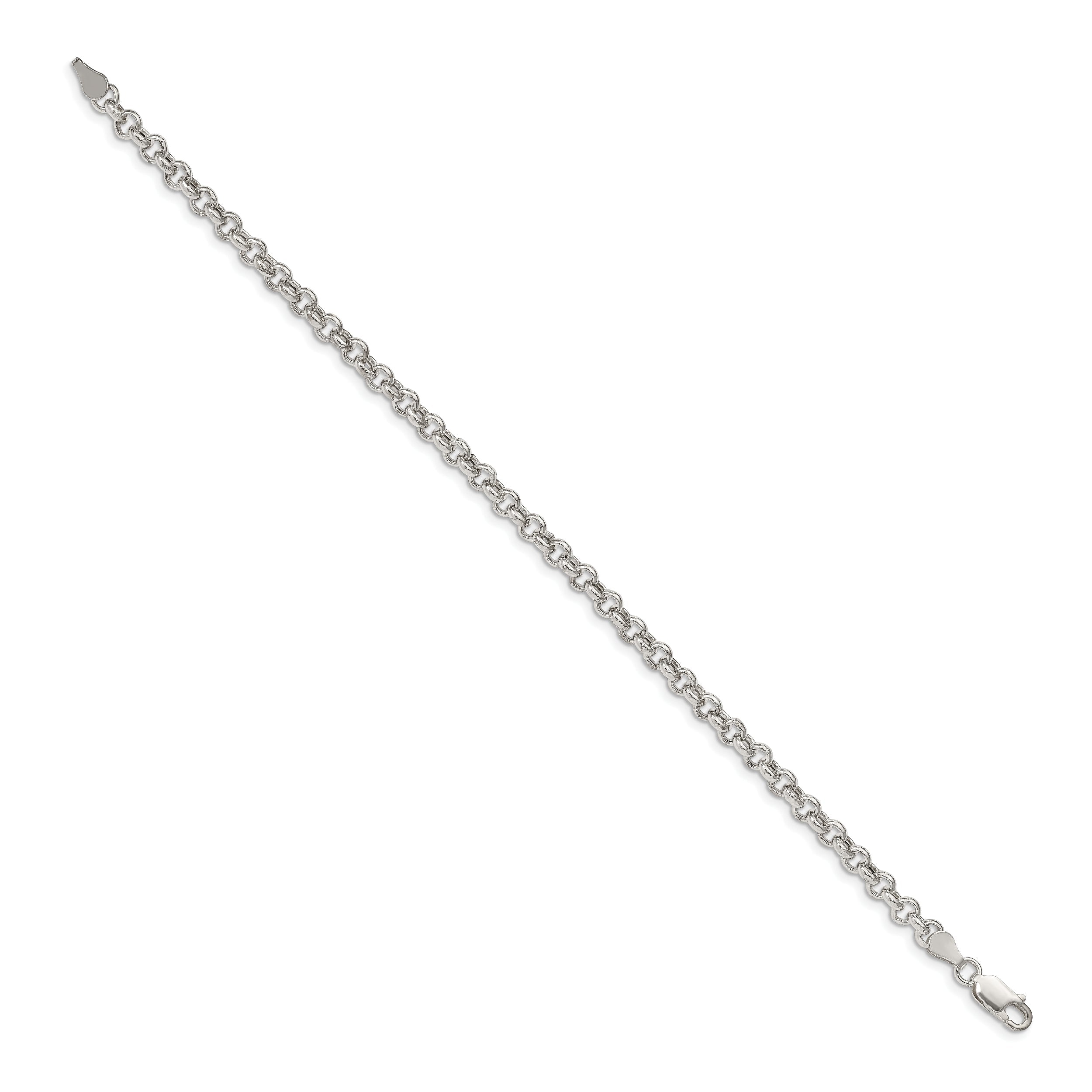 8 Inch Sterling Silver 4.25mm Semi-Solid Rolo Chain Bracelet