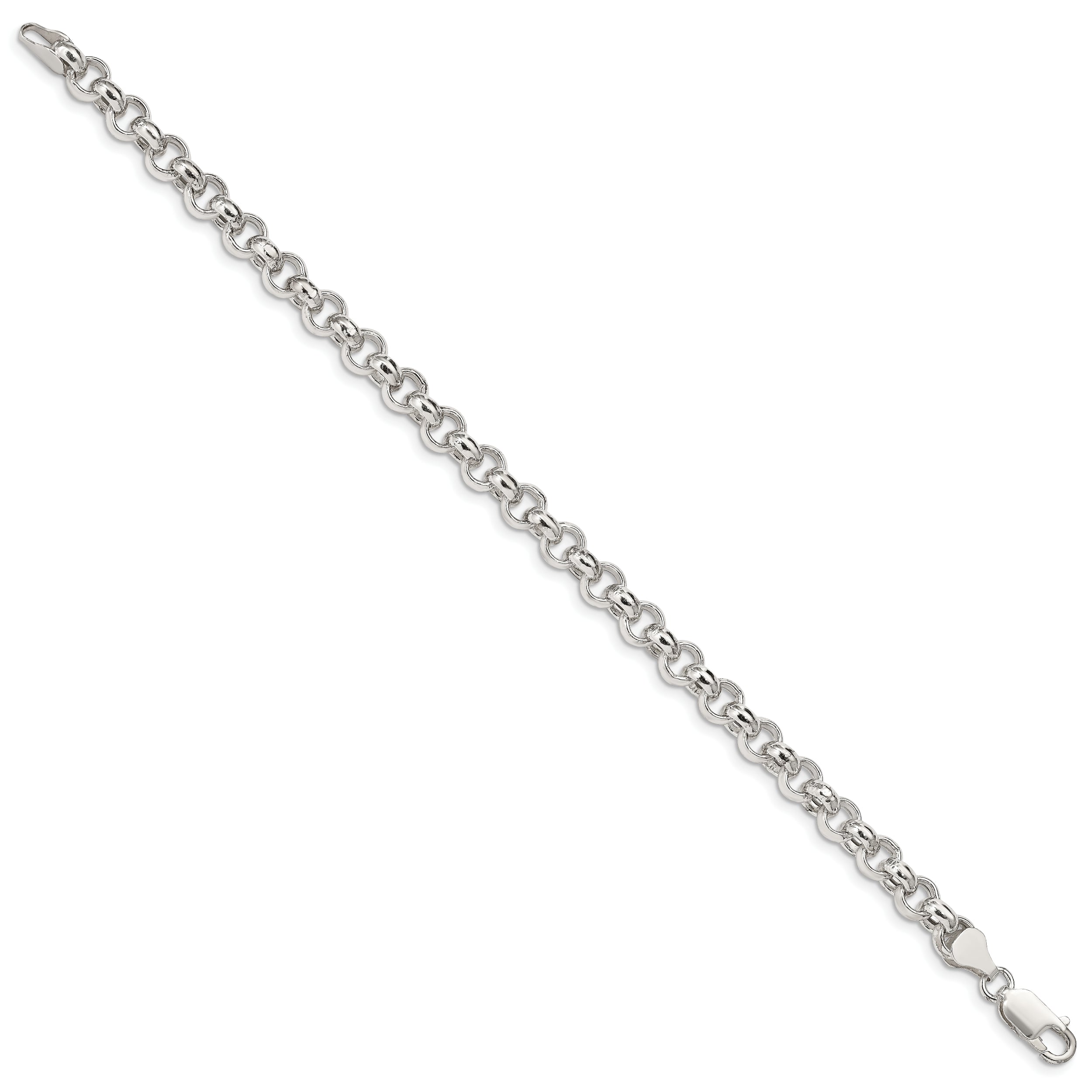7 Inch Sterling Silver 6.5mm Semi-Solid Rolo Chain Bracelet