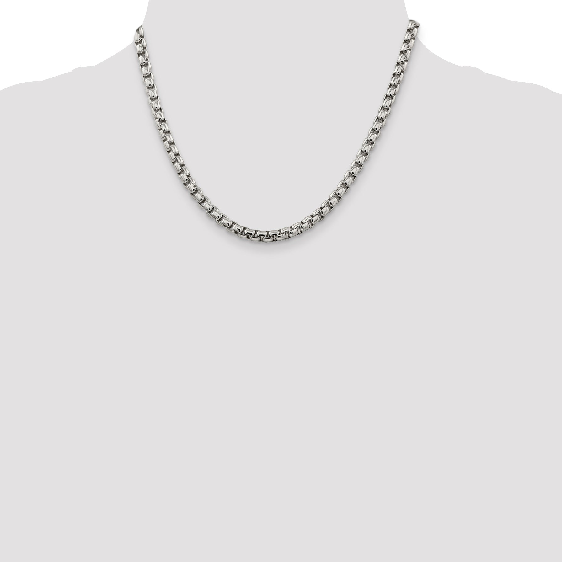 18 Inch Sterling Silver 5.2mm Round Box Chain Necklace