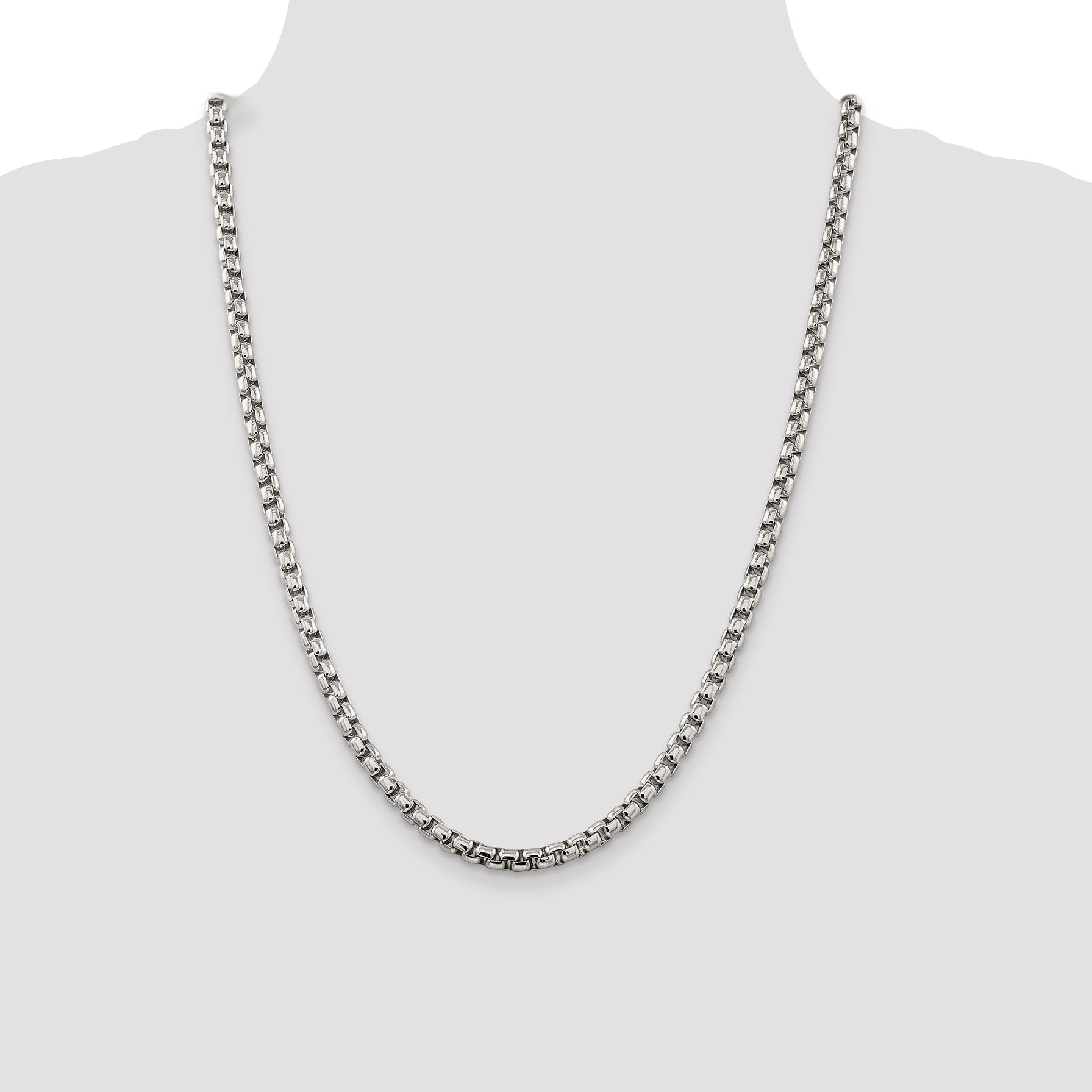 24 Inch Sterling Silver 5.2mm Round Box Chain Necklace