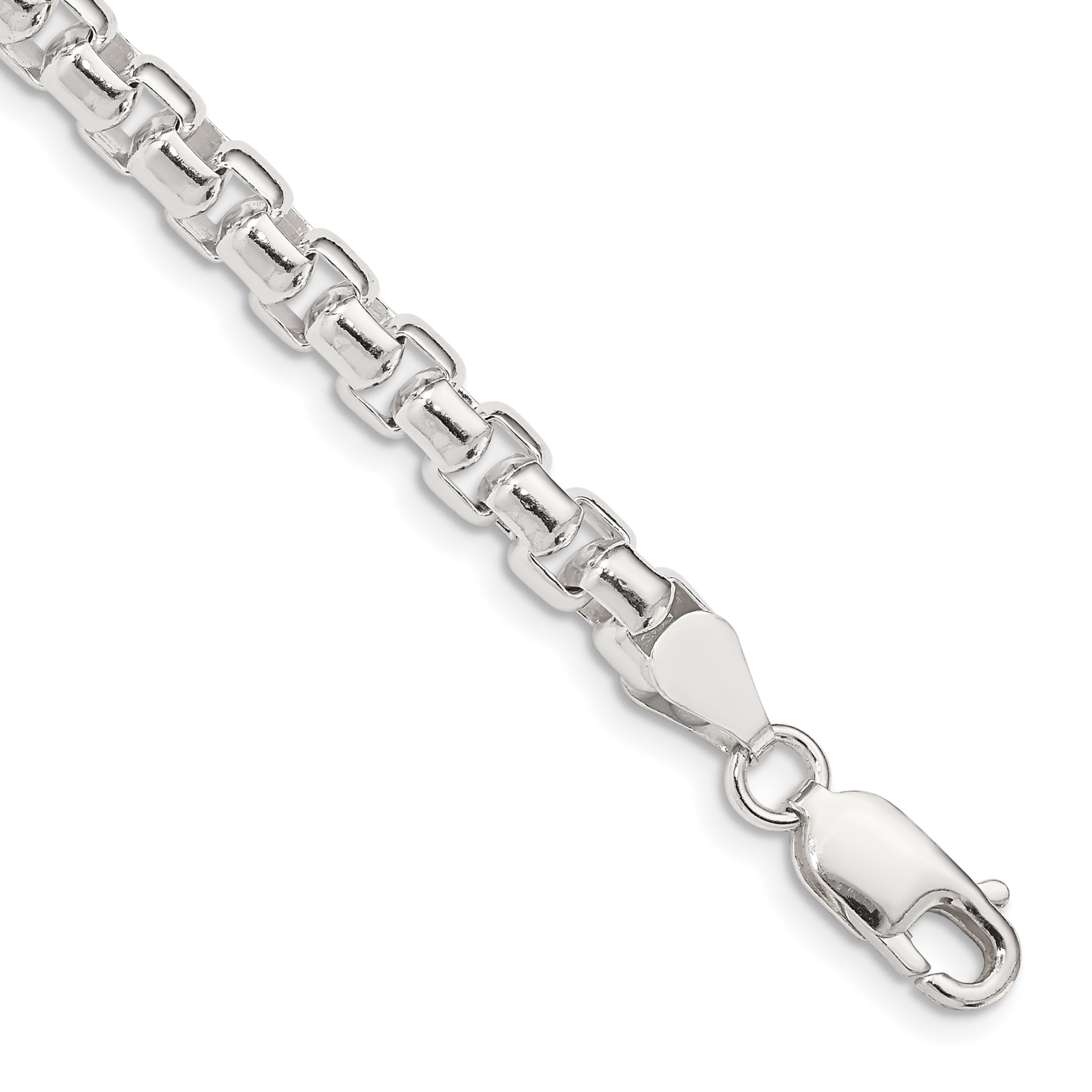 8.5 Inch Sterling Silver 5.2mm Round Box Chain Bracelet