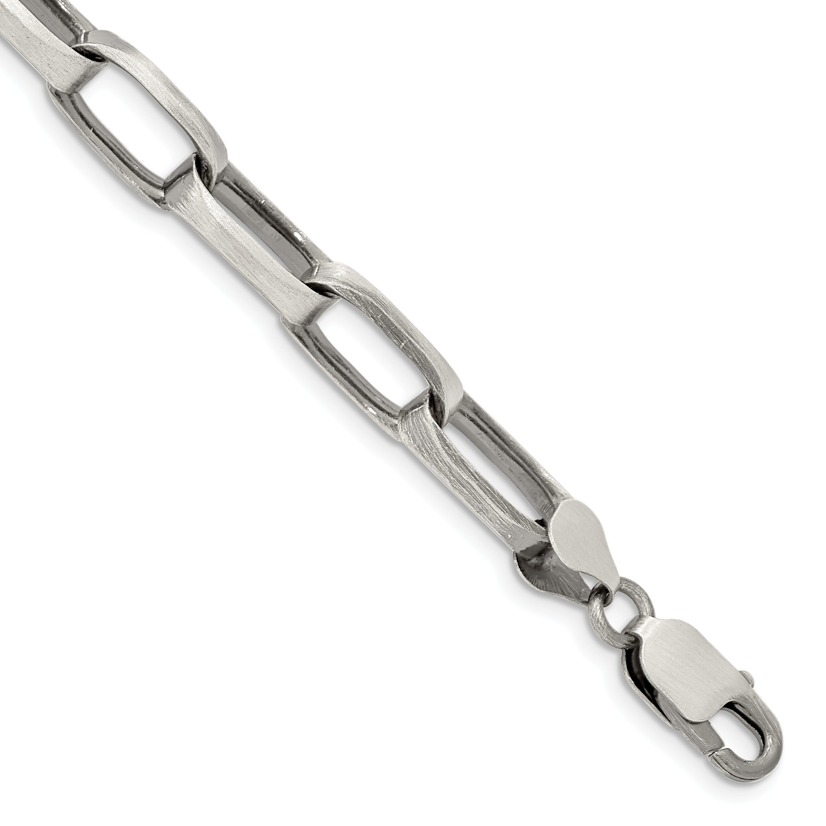 8.5 Inch Sterling Silver Antiqued 8mm Elongated Open Link Chain Bracelet