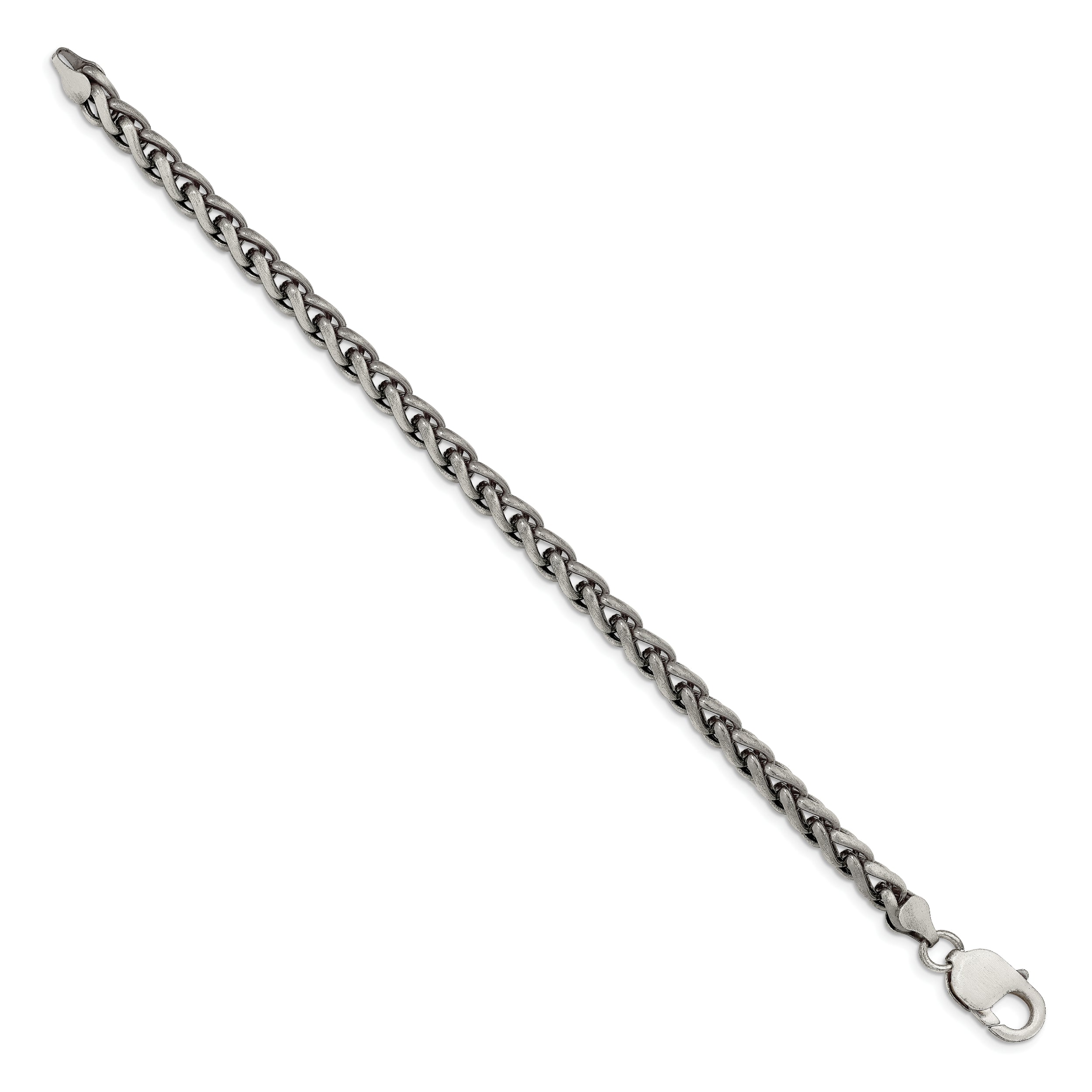 8.5 Inch Sterling Silver Antiqued 6mm Round Spiga Chain Bracelet