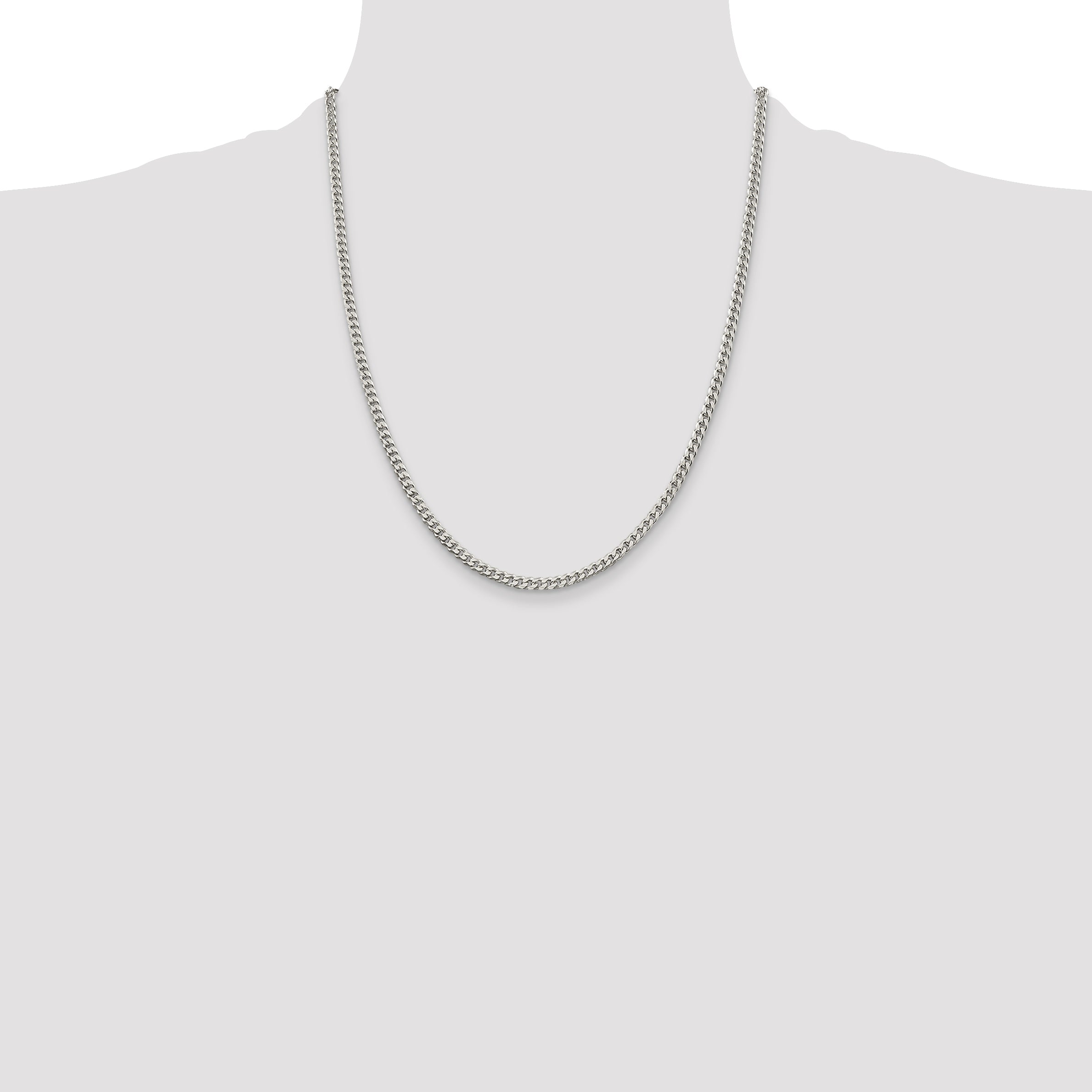22 Inch Sterling Silver Polished 3.15mm Curb Chain Necklace