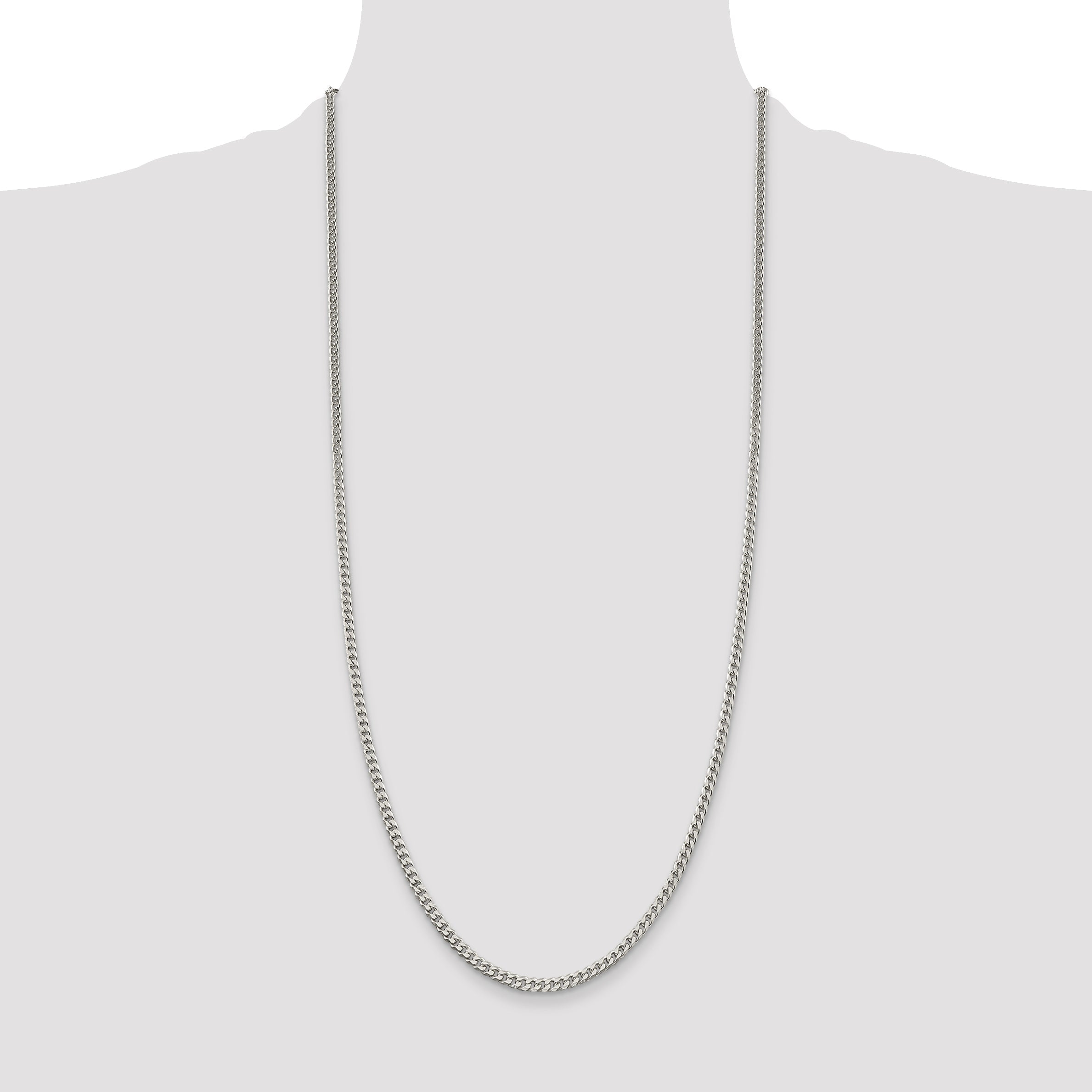 30 Inch Sterling Silver Polished 3.15mm Curb Chain Necklace