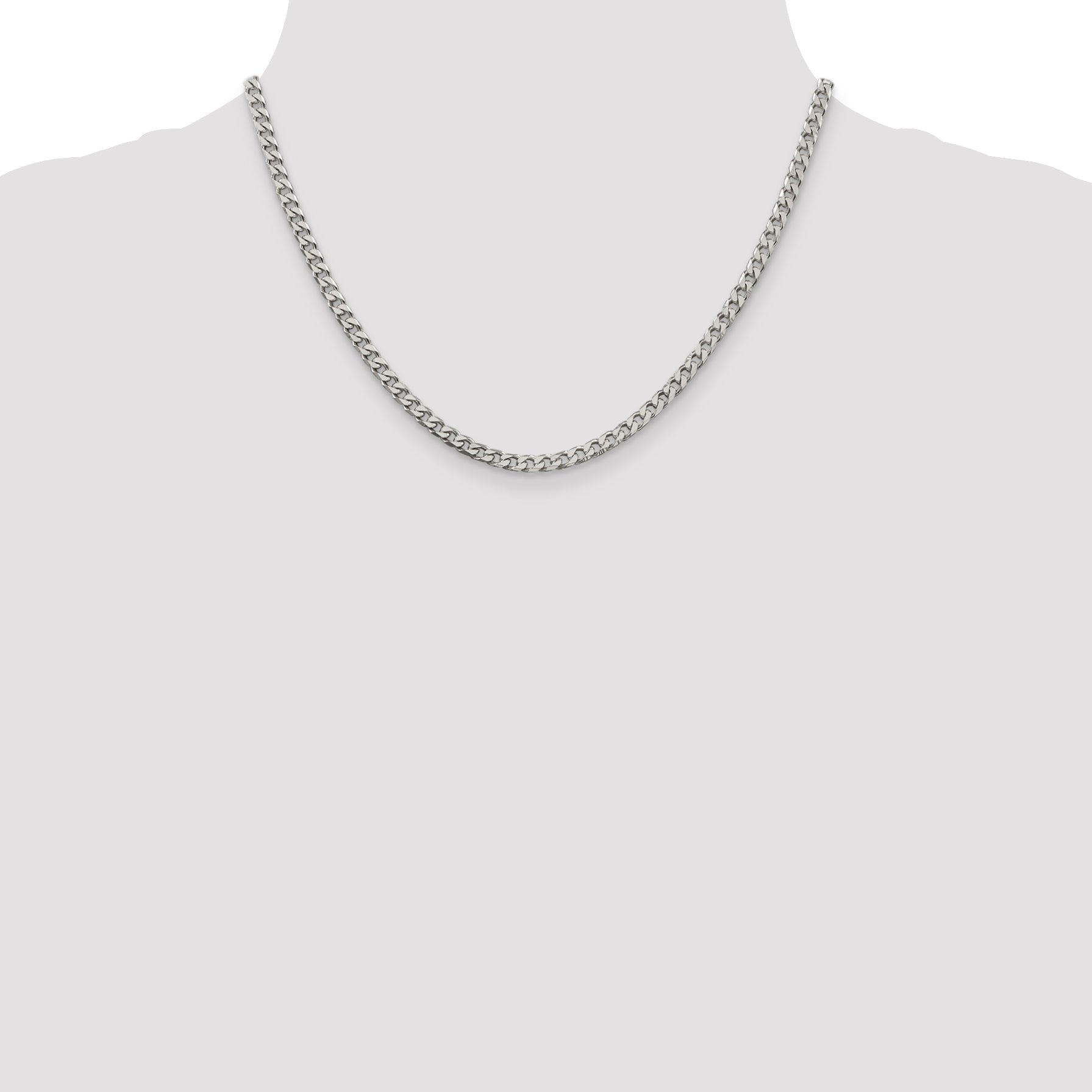 18 Inch Sterling Silver Polished 3.5mm Curb Chain Necklace