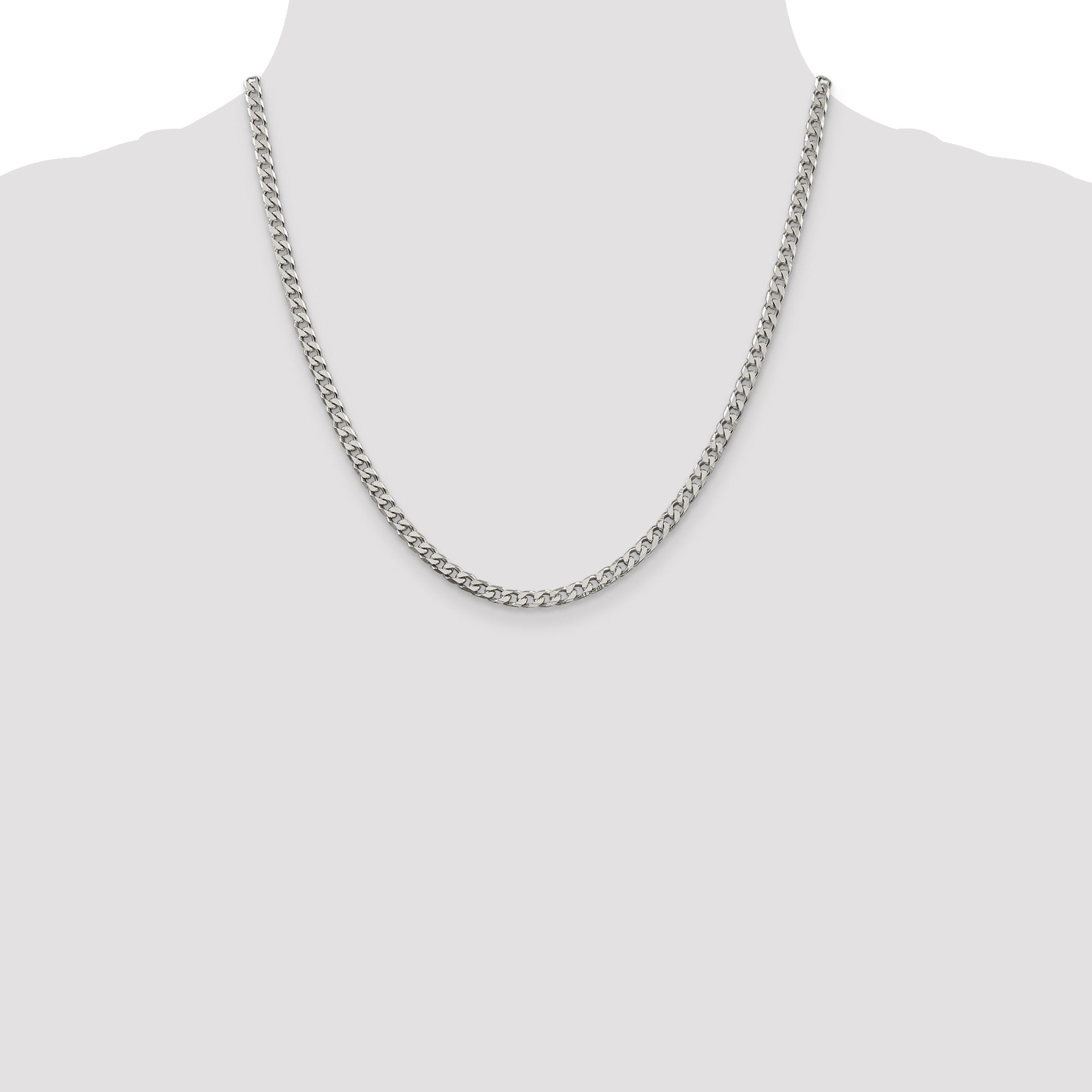 20 Inch Sterling Silver Polished 3.5mm Curb Chain Necklace