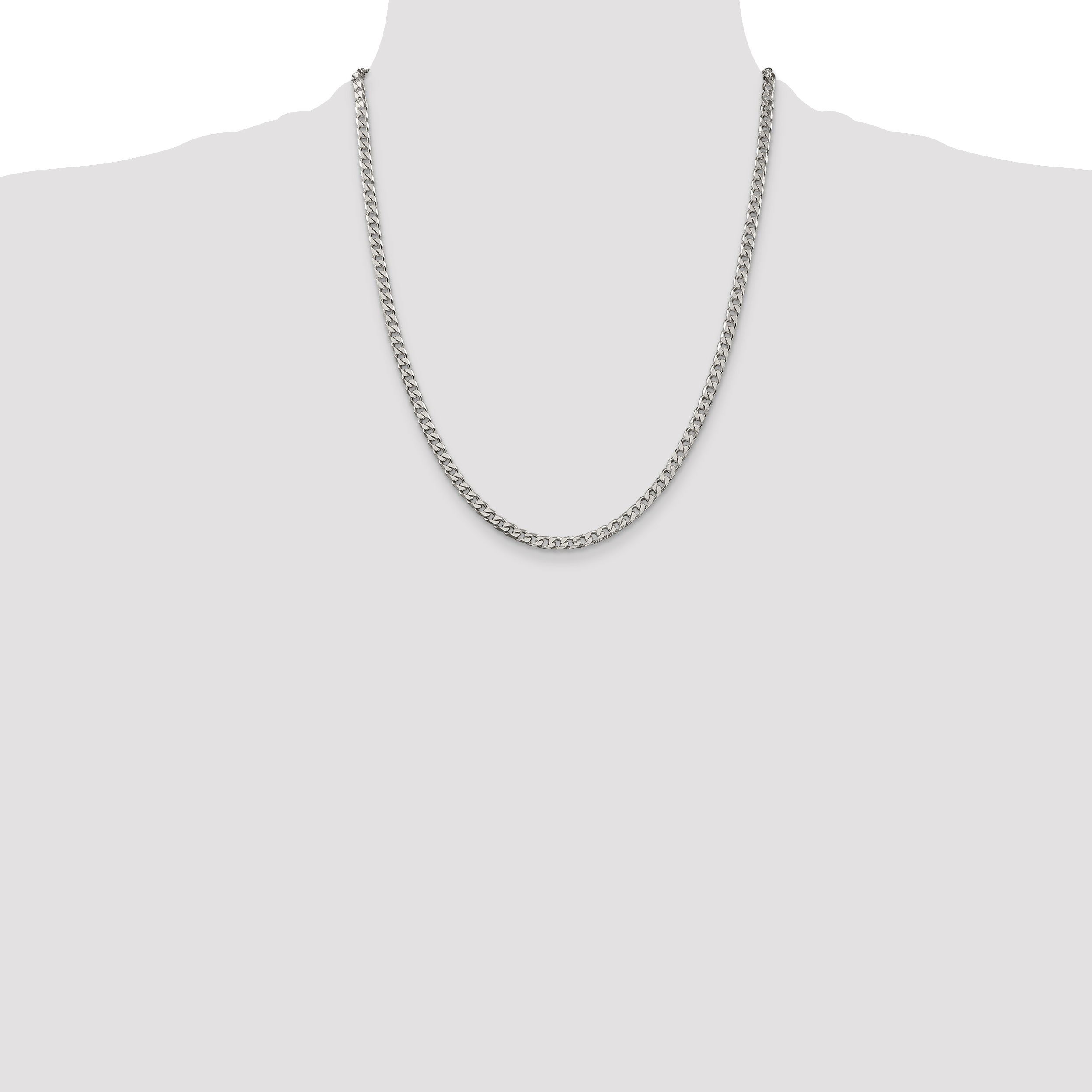 22 Inch Sterling Silver Polished 3.5mm Curb Chain Necklace