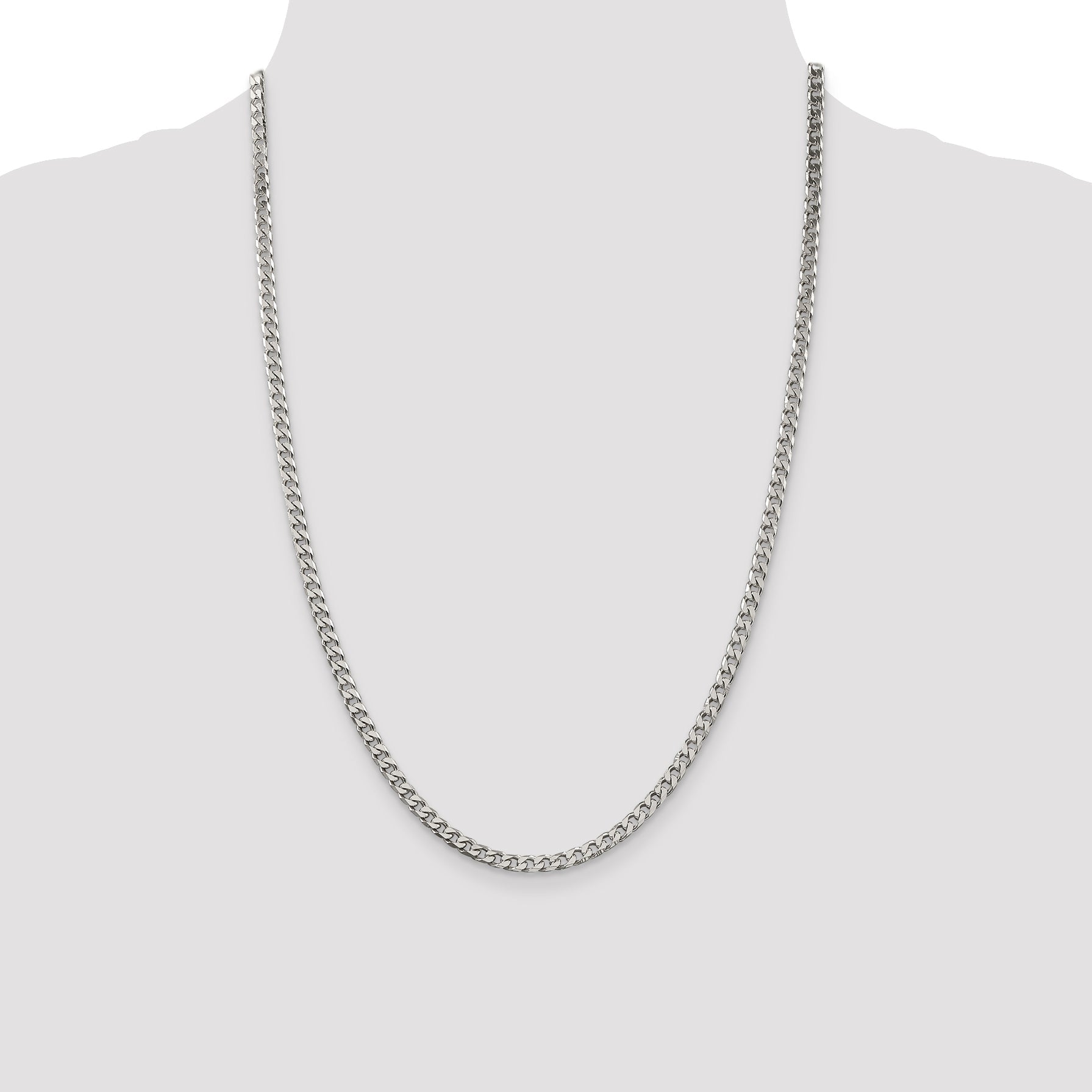 24 Inch Sterling Silver Polished 3.5mm Curb Chain Necklace