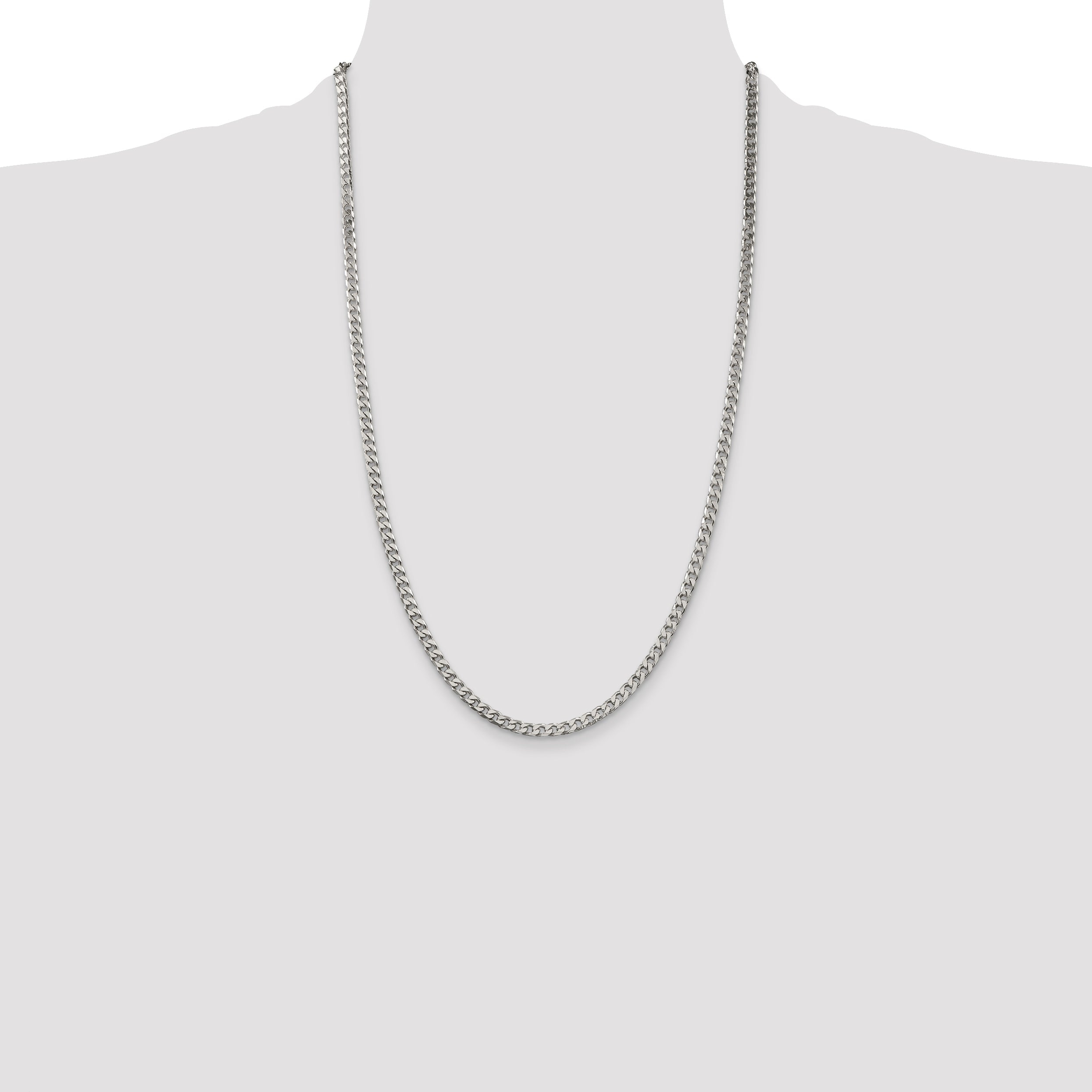 26 Inch Sterling Silver Polished 3.5mm Curb Chain Necklace