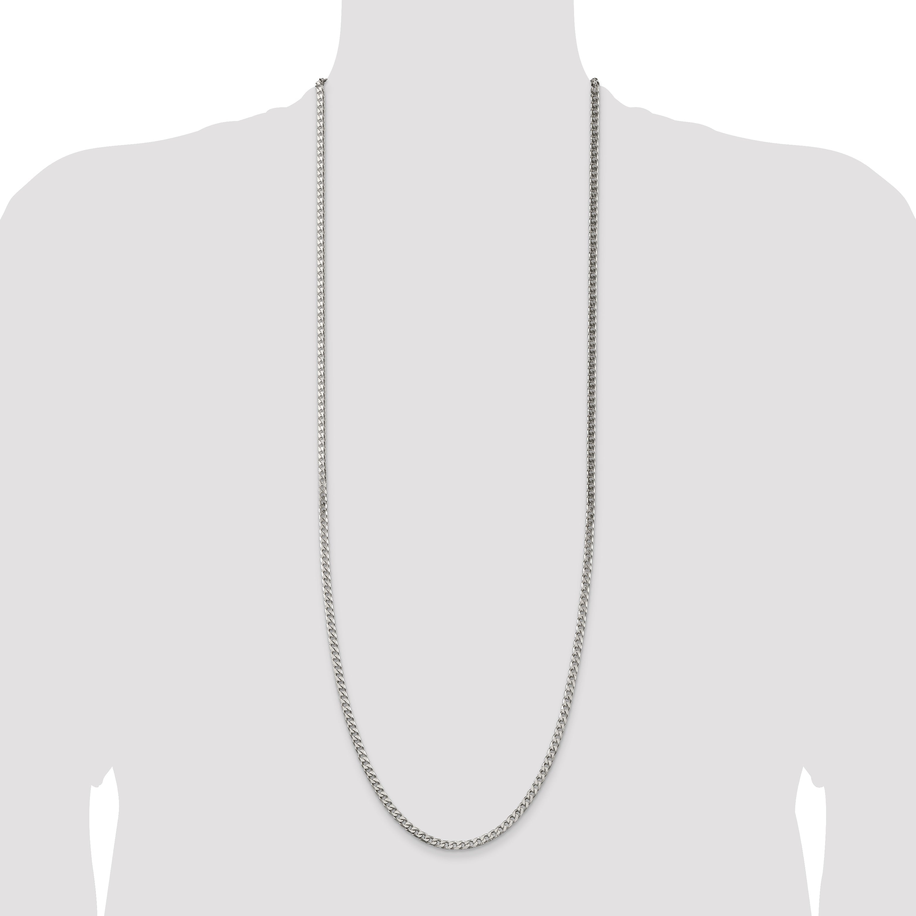 36 Inch Sterling Silver Polished 3.5mm Curb Chain Necklace