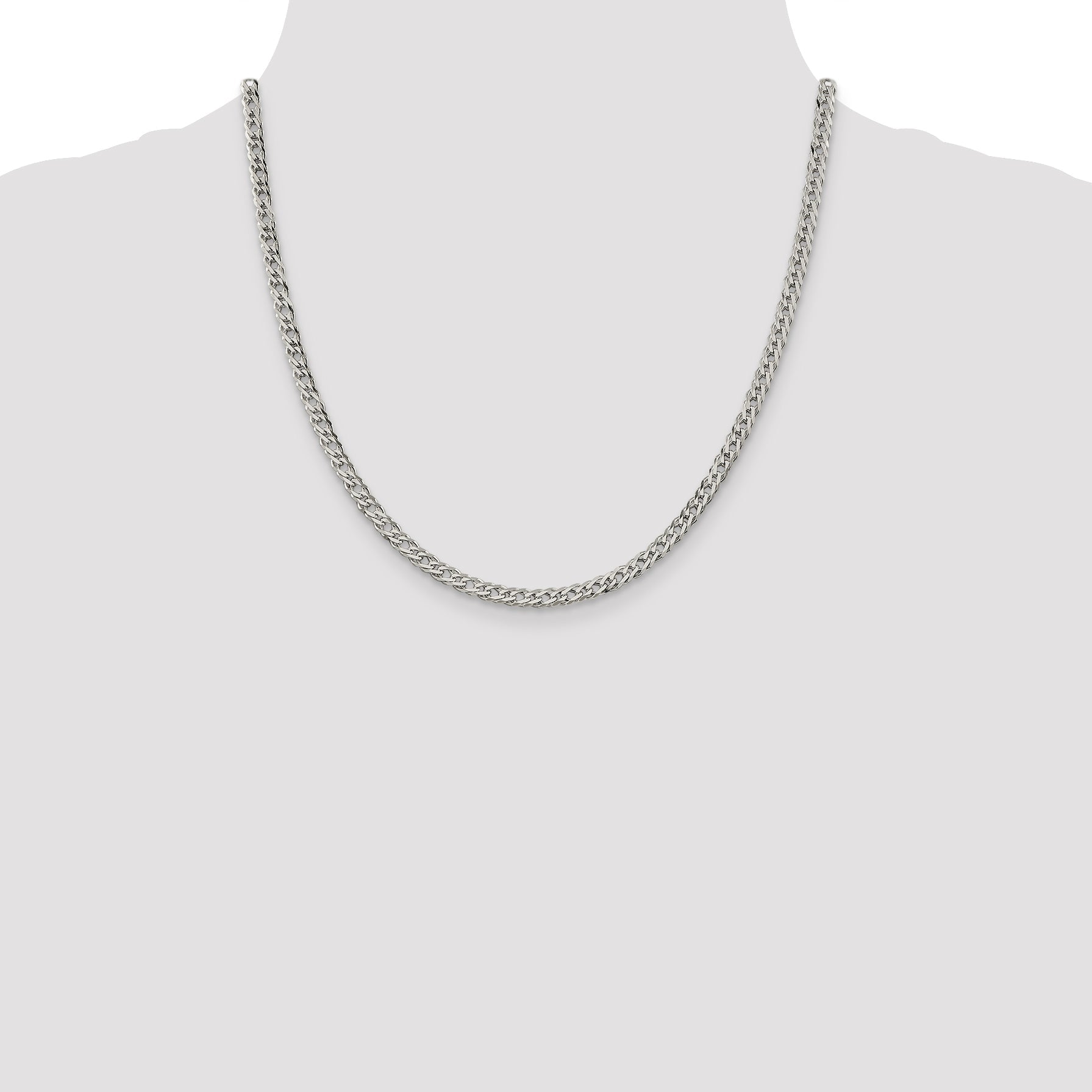 20 Inch Sterling Silver 4.25mm 6 Side D/C Flat Double Curb Chain Necklace