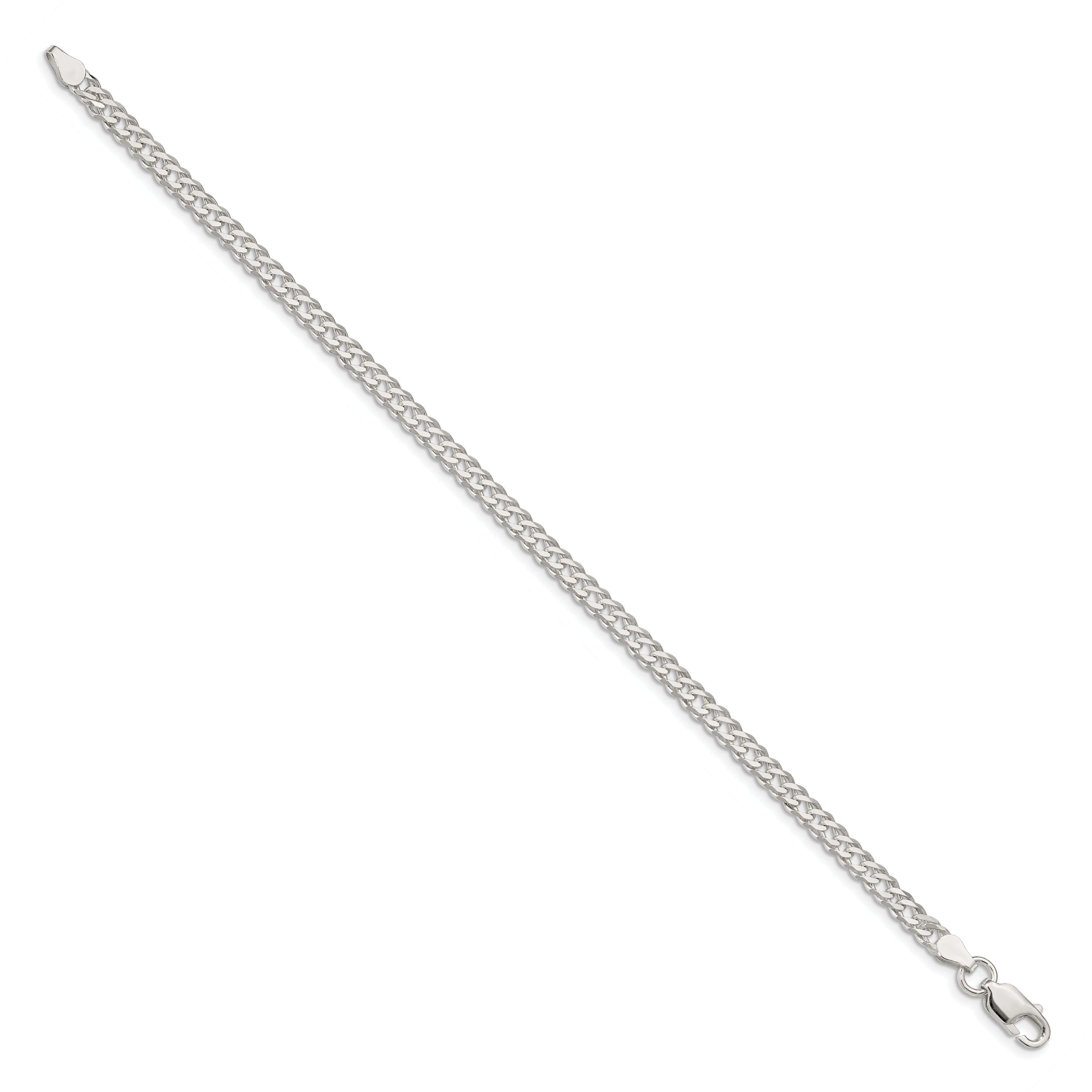 7 Inch Sterling Silver 4.25mm 6 Side D/C Flat Double Curb Chain Bracelet