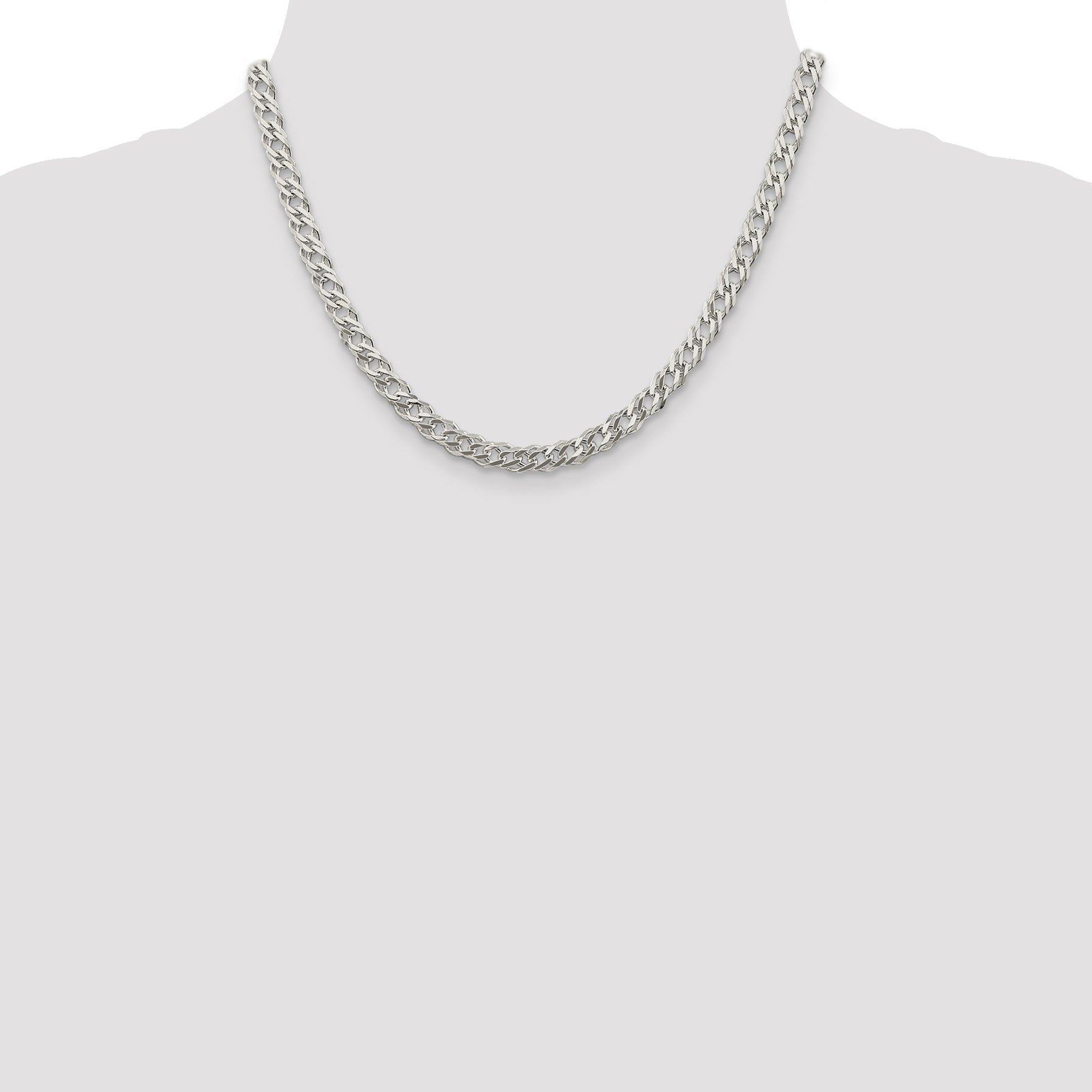 18 Inch Sterling Silver 5.65mm 6 Side D/C Flat Double Curb Chain Necklace