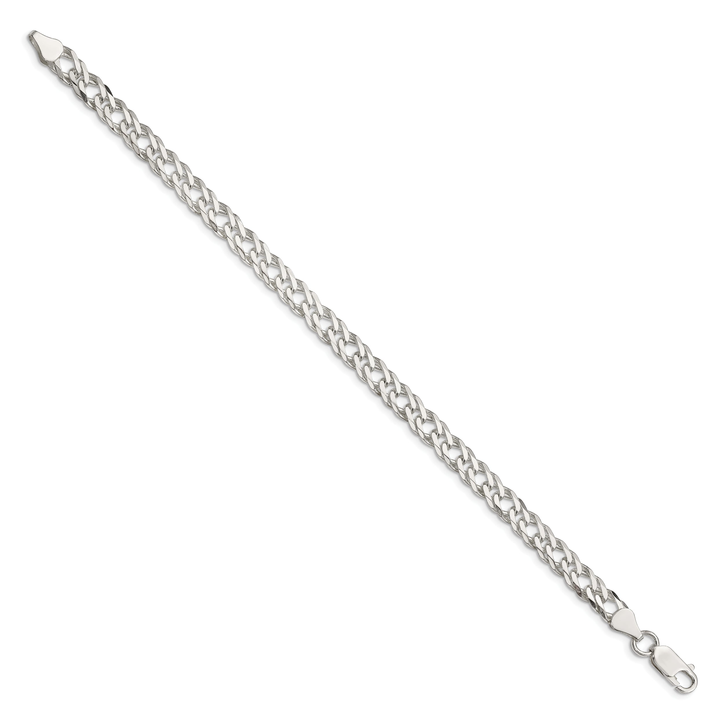 8 Inch Sterling Silver 6.25mm 6 Side D/C Flat Double Curb Chain Bracelet