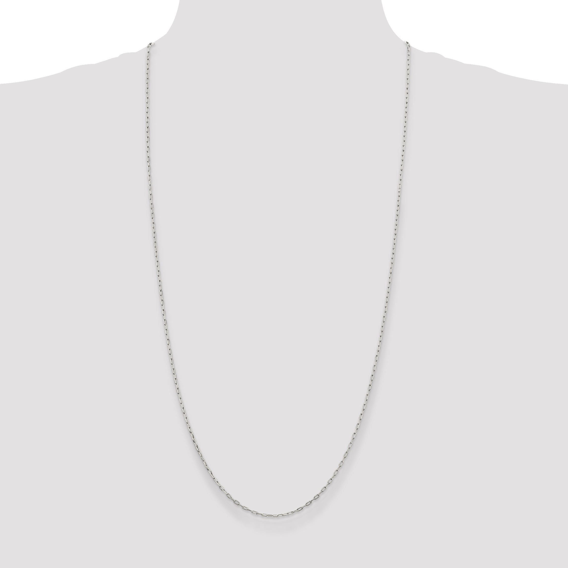 30 Inch Sterling Silver 1.75mm Elongated Open Link Chain Necklace