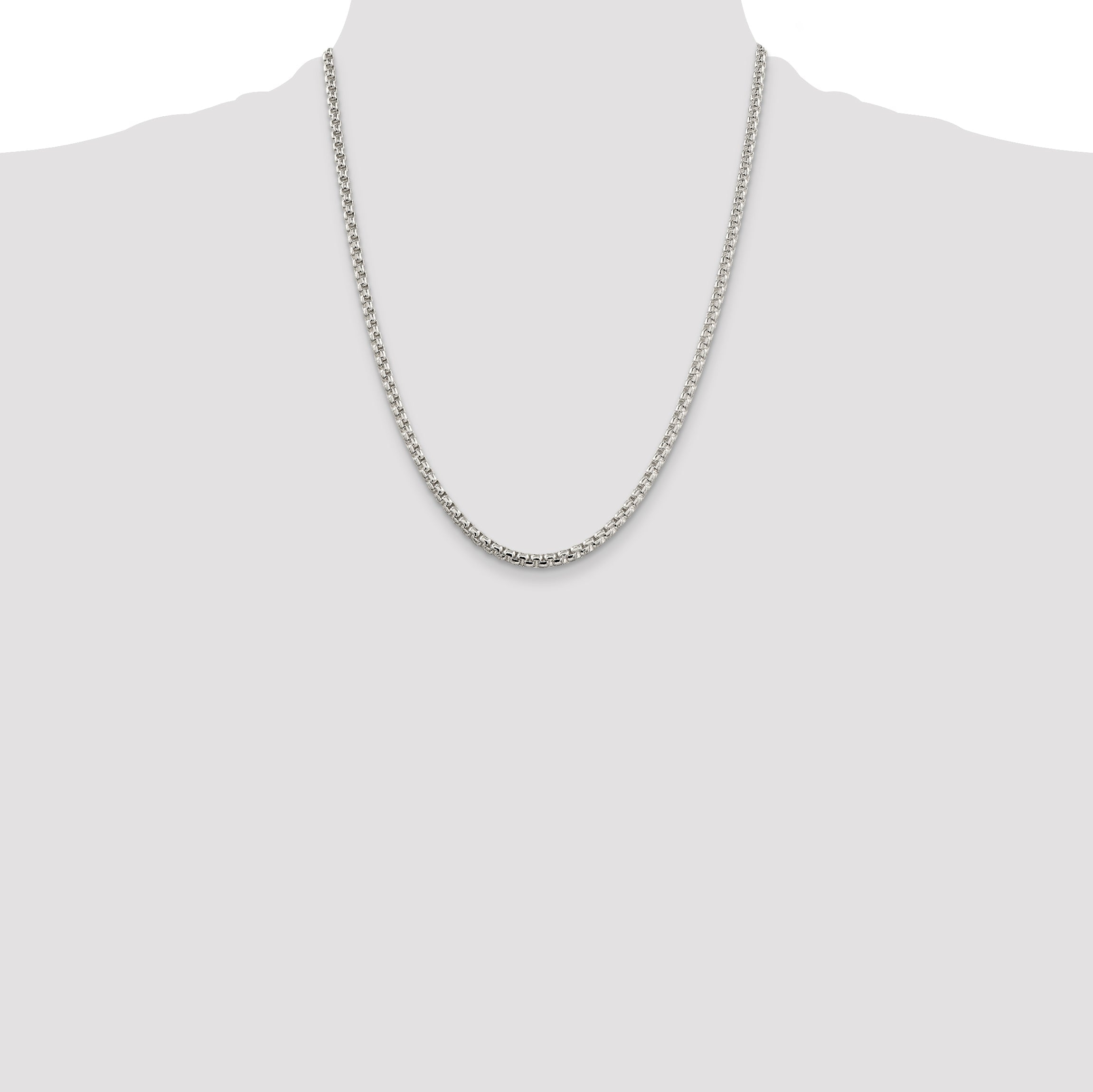 22 Inch Sterling Silver 3.6mm Round Box Chain Necklace