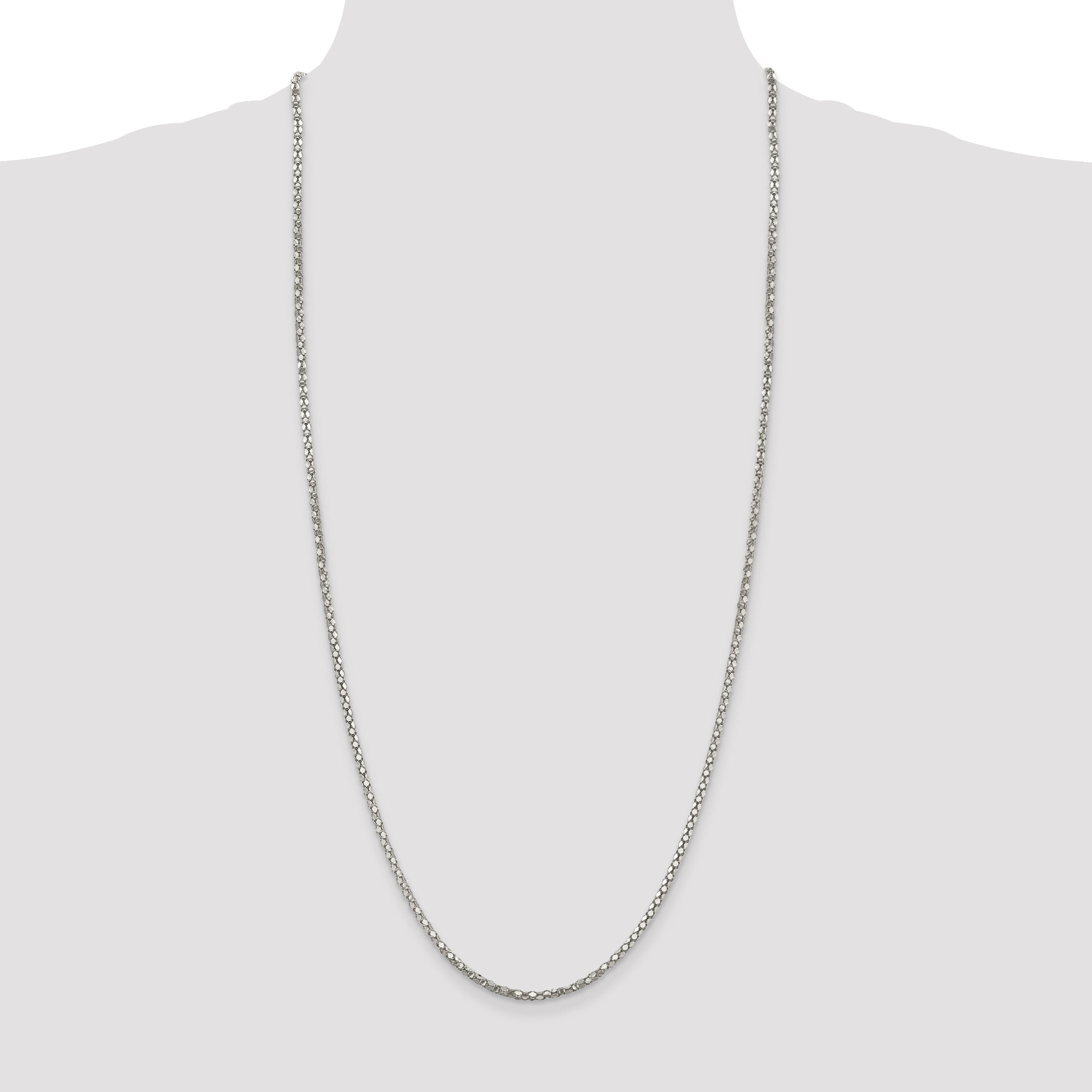 30 Inch Sterling Silver 2.5mm Popcorn Chain Necklace