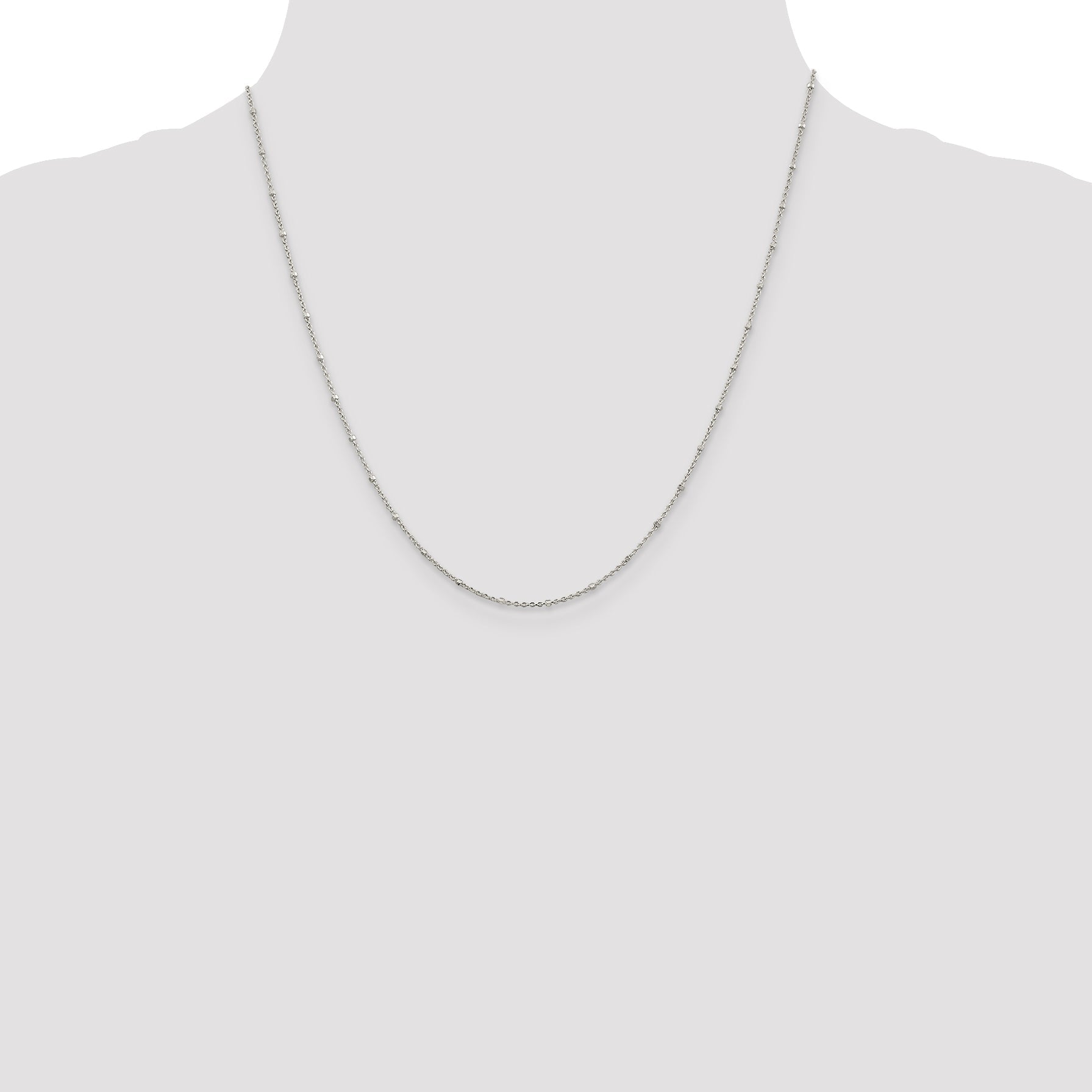 20 Inch Sterling Silver 1.25mm Rolo With Beads Chain Necklace