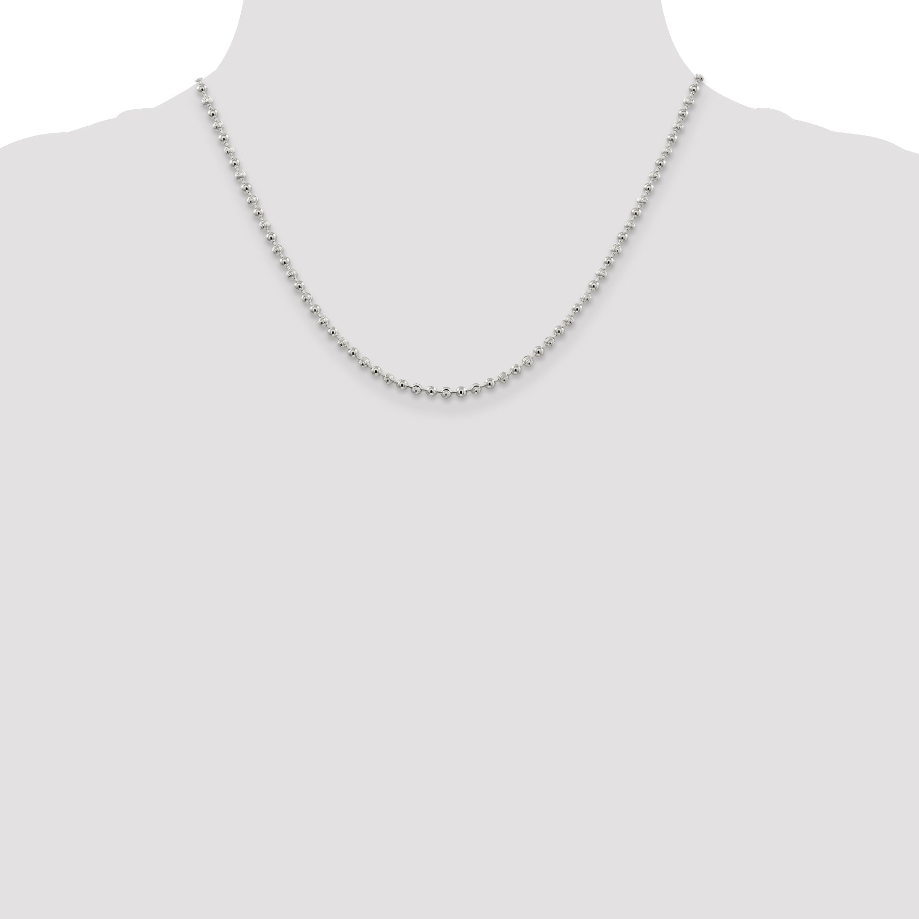 18 Inch Sterling Silver 3mm Fancy Beaded Chain Necklace