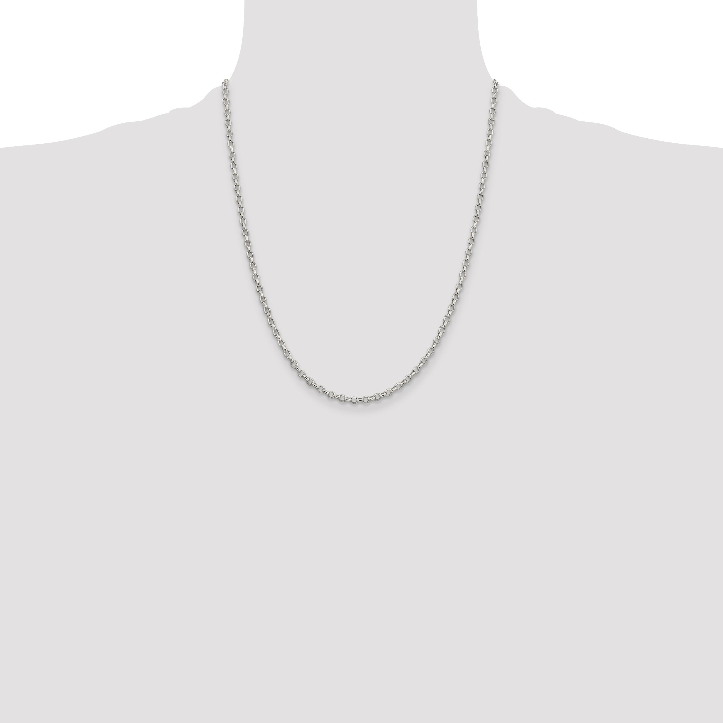 22 Inch Sterling Silver 2.75mm Oval Fancy Rolo Chain Necklace