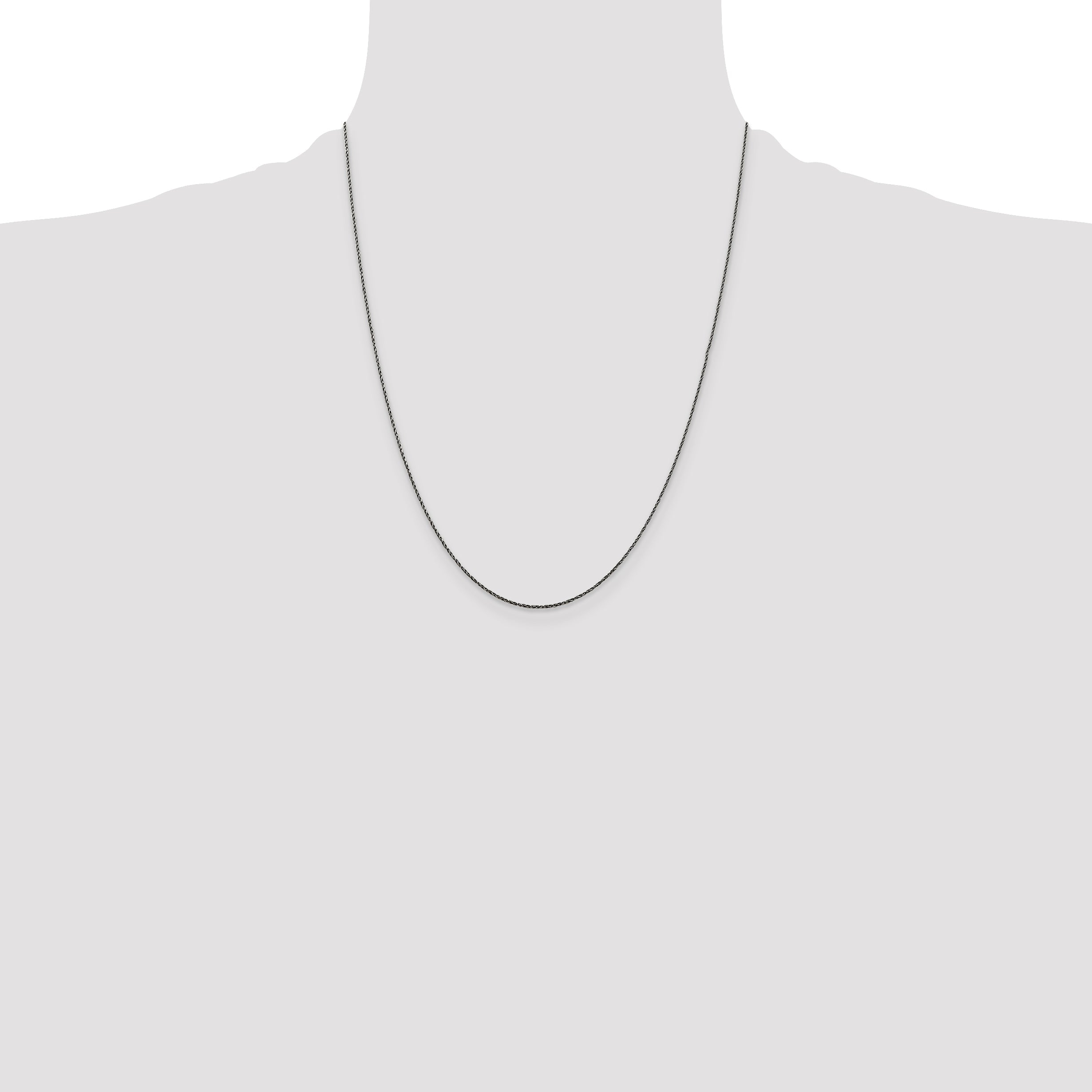 26 Inch Sterling Silver Ruthenium-Plated .75mm Twisted Tight Wheat Chain Necklace