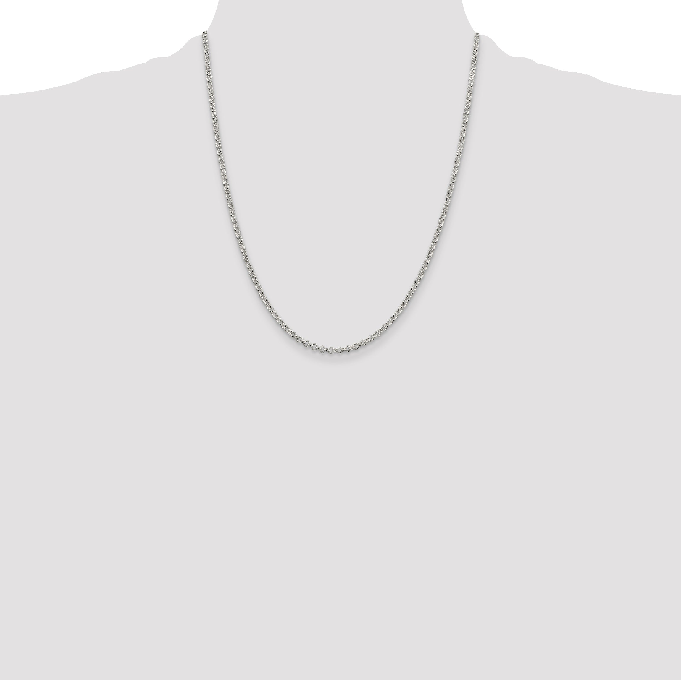 22 Inch Sterling Silver 2.8mm Rolo Chain Necklace