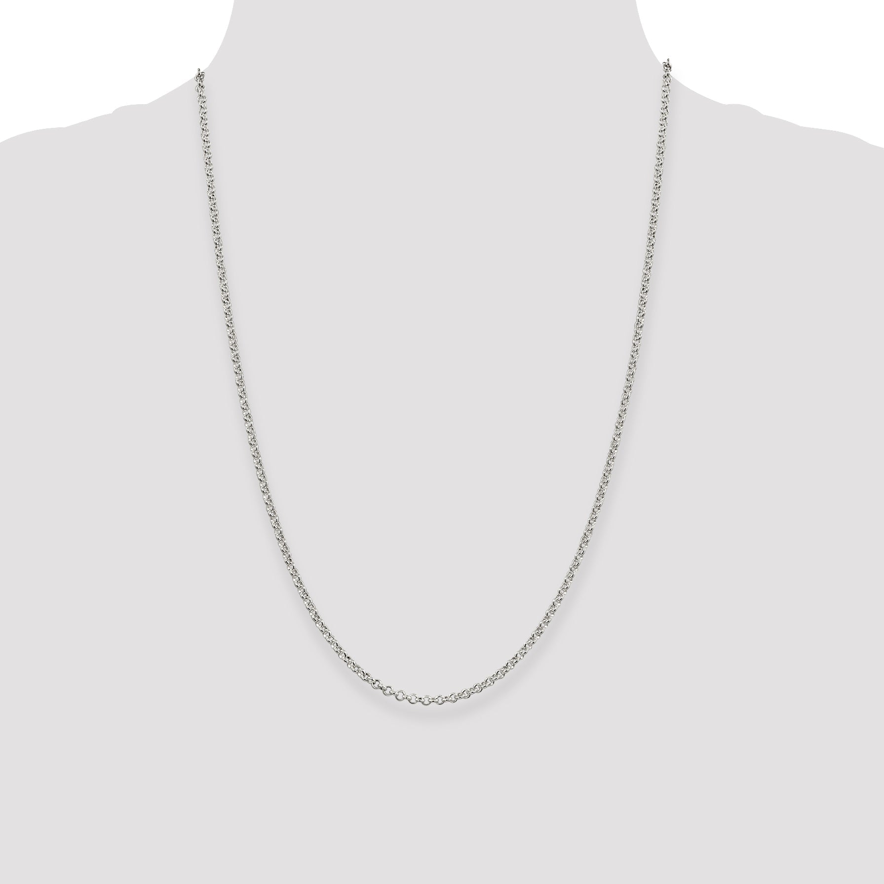 24 Inch Sterling Silver 2.8mm Rolo Chain Necklace