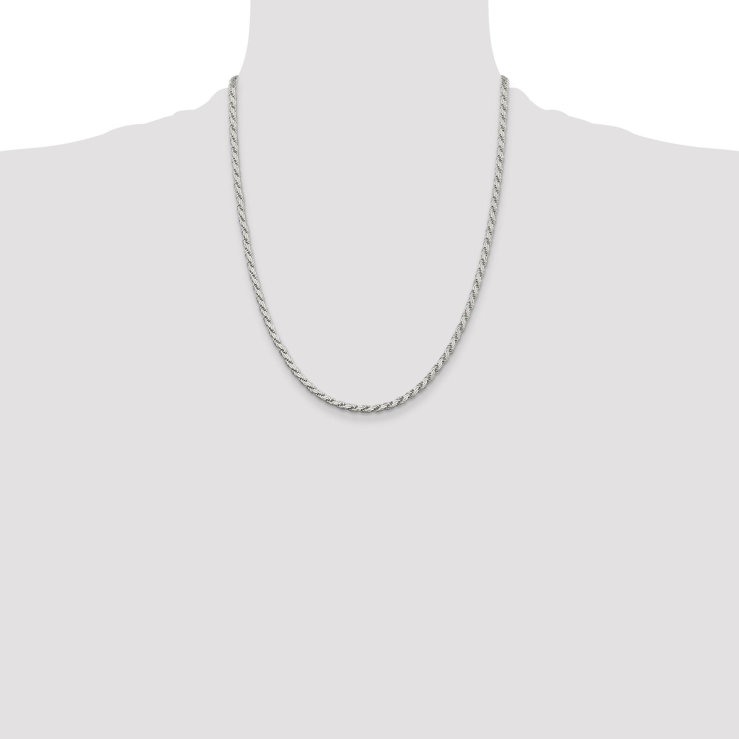 22 Inch Sterling Silver 3.1mm Flat Rope Chain Necklace
