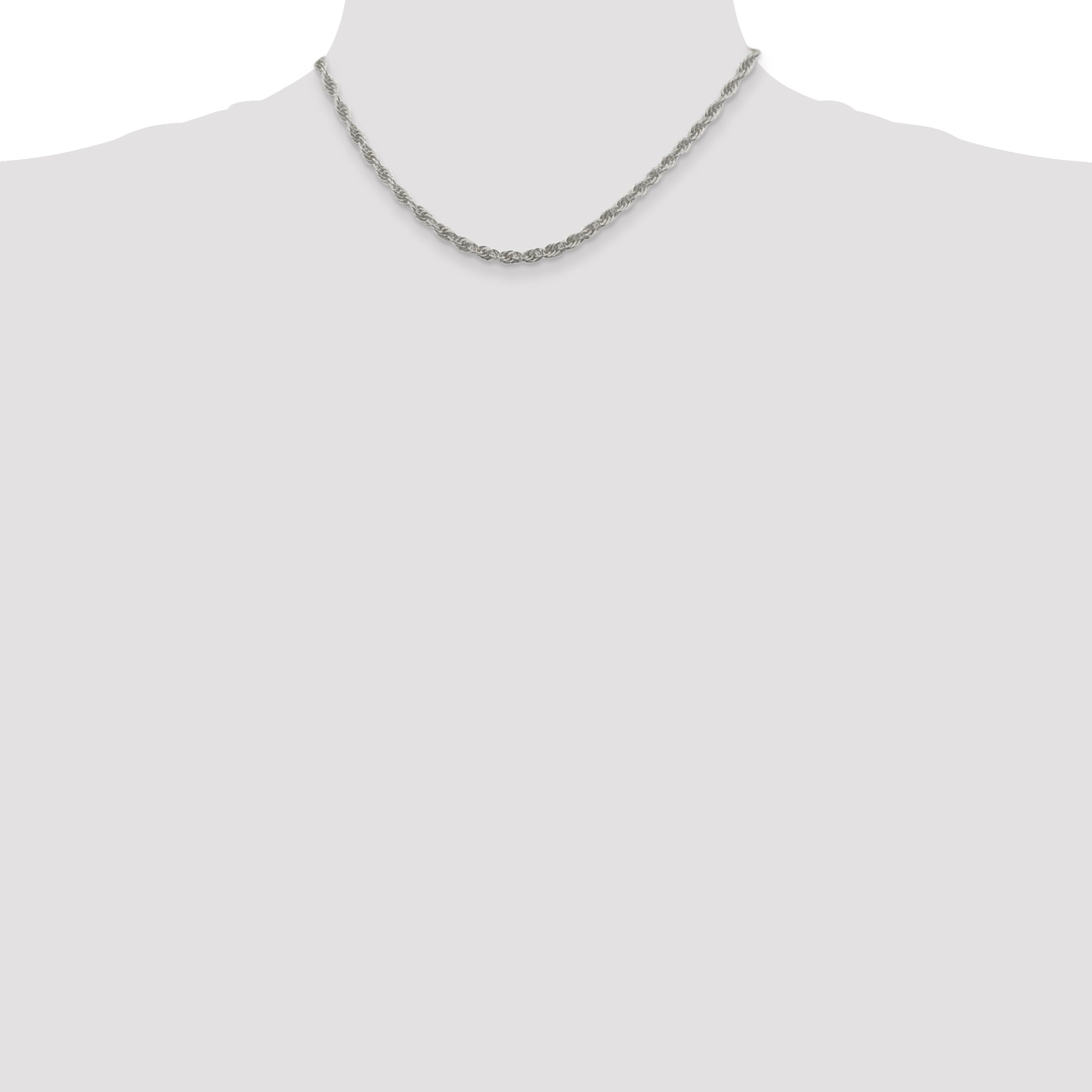 16 Inch Sterling Silver 3.8mm Loose Rope Chain Necklace