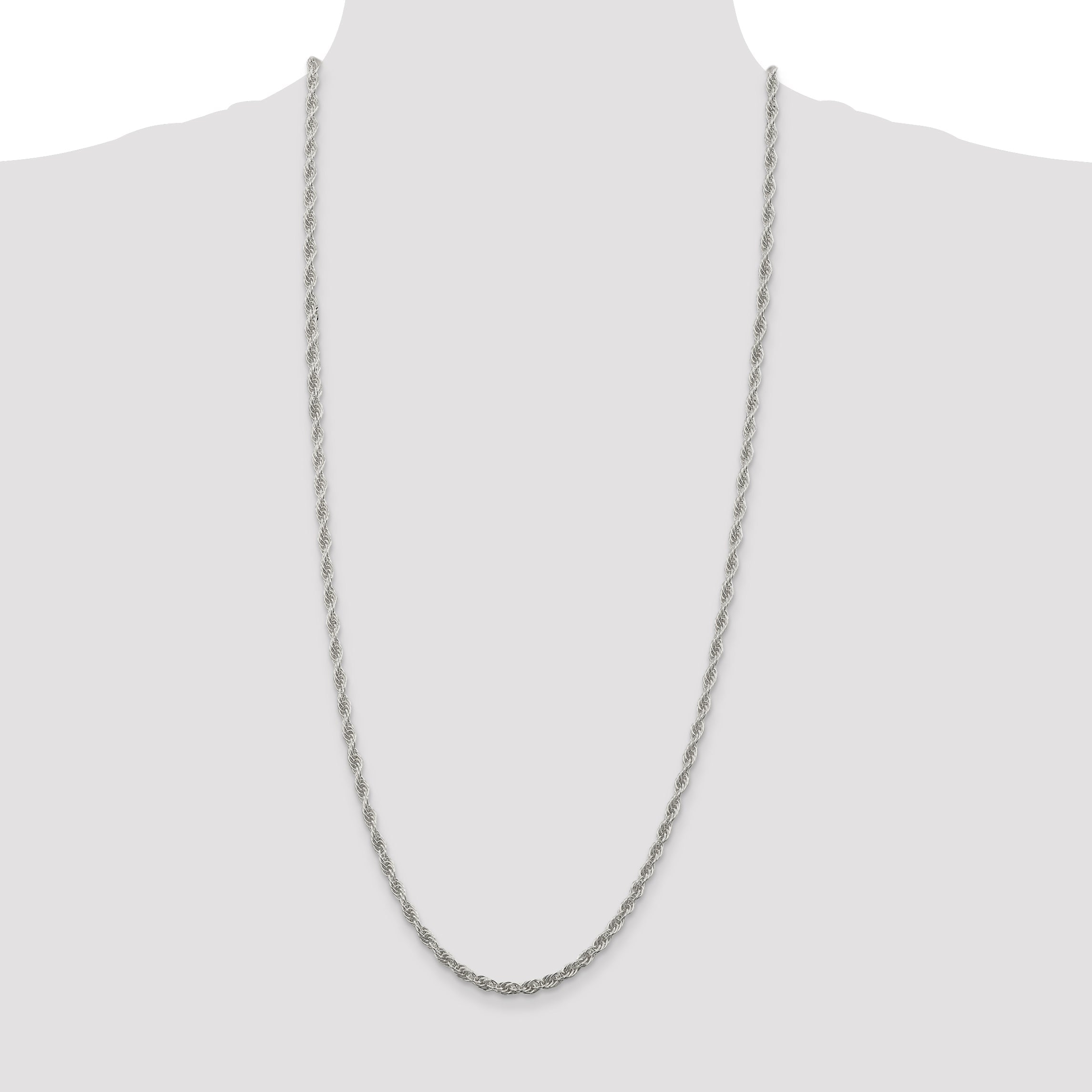 30 Inch Sterling Silver 3.8mm Loose Rope Chain Necklace