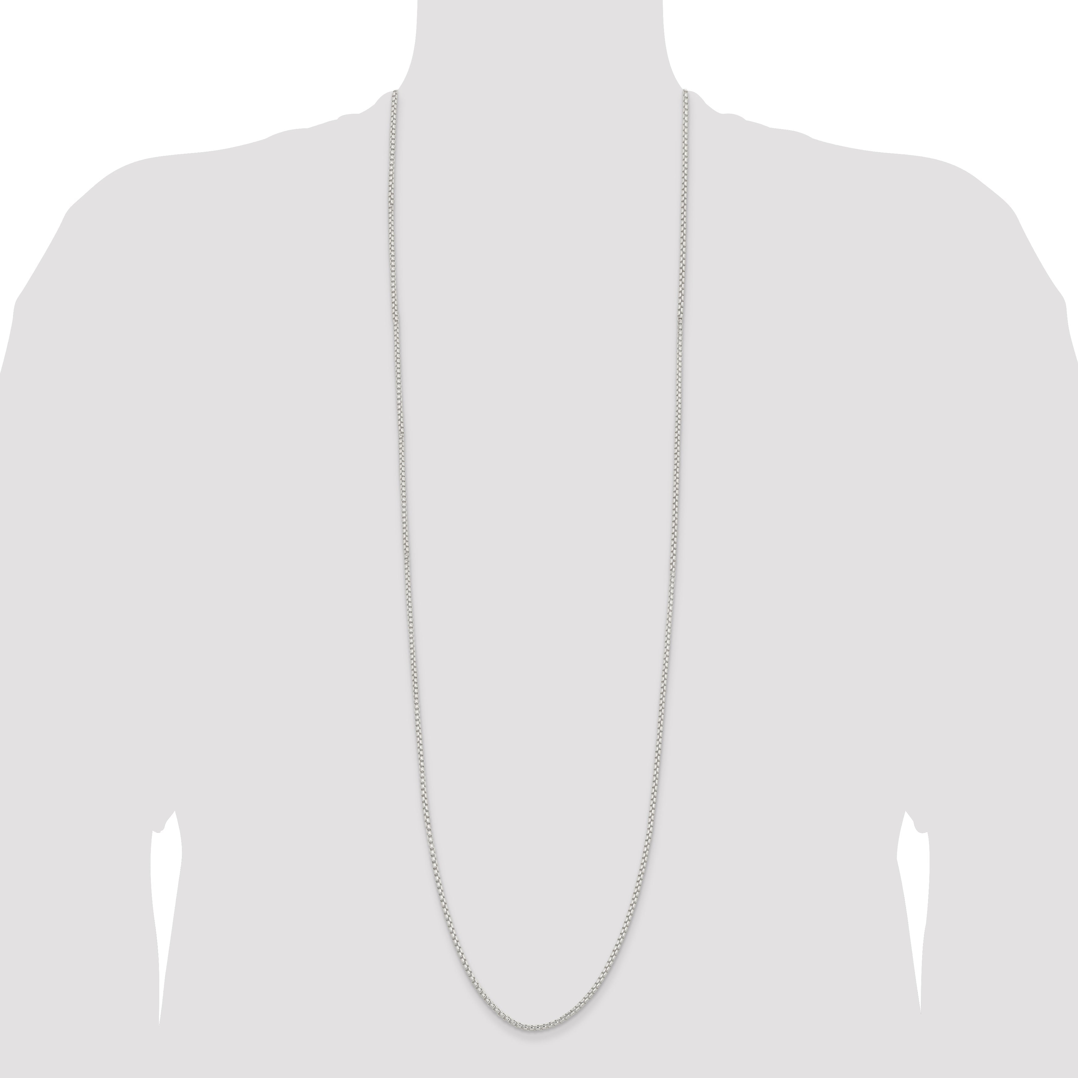 42 Inch Sterling Silver 2.6mm Round Box Chain Necklace