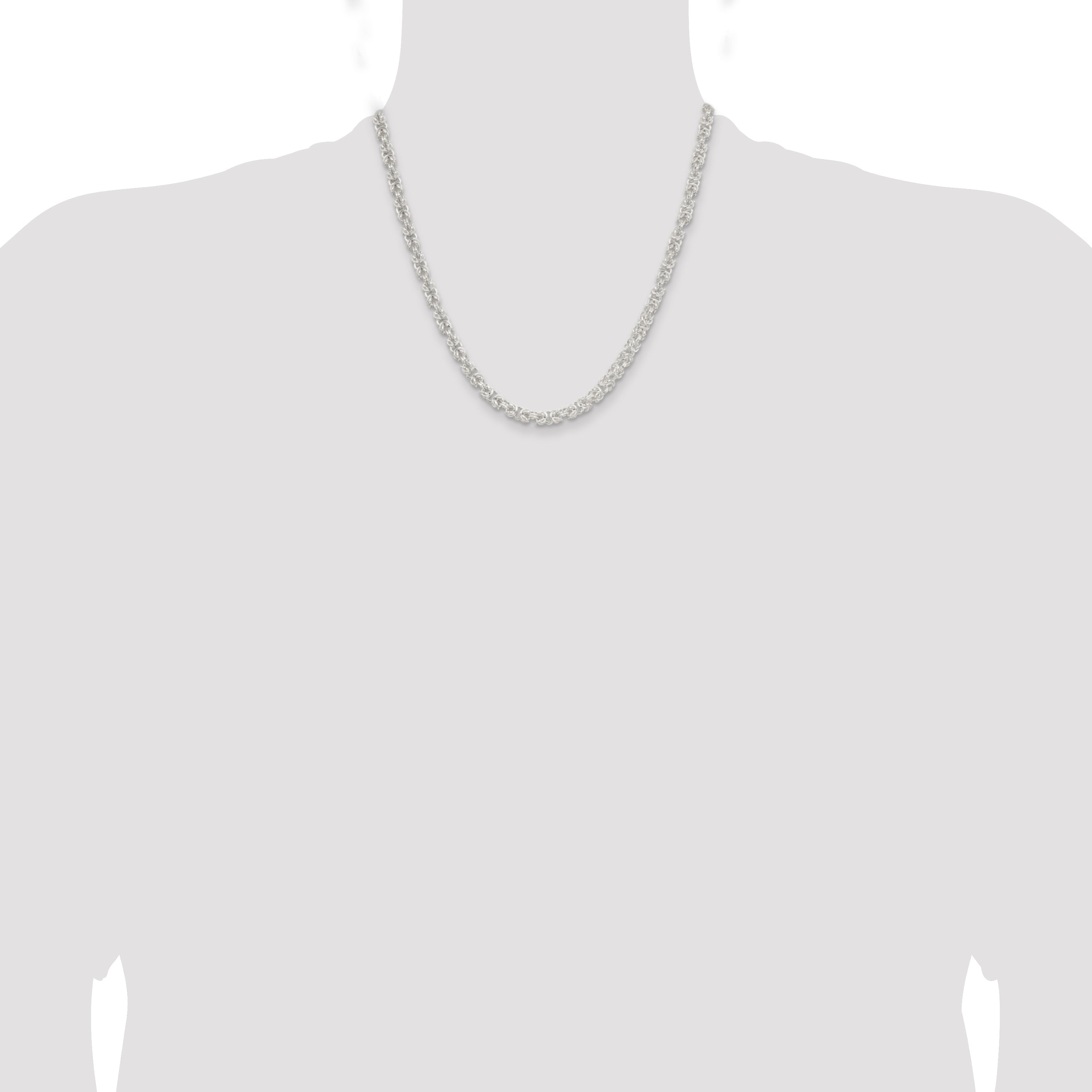 20 Inch Sterling Silver 4.75mm Rounded Byzantine Chain Necklace