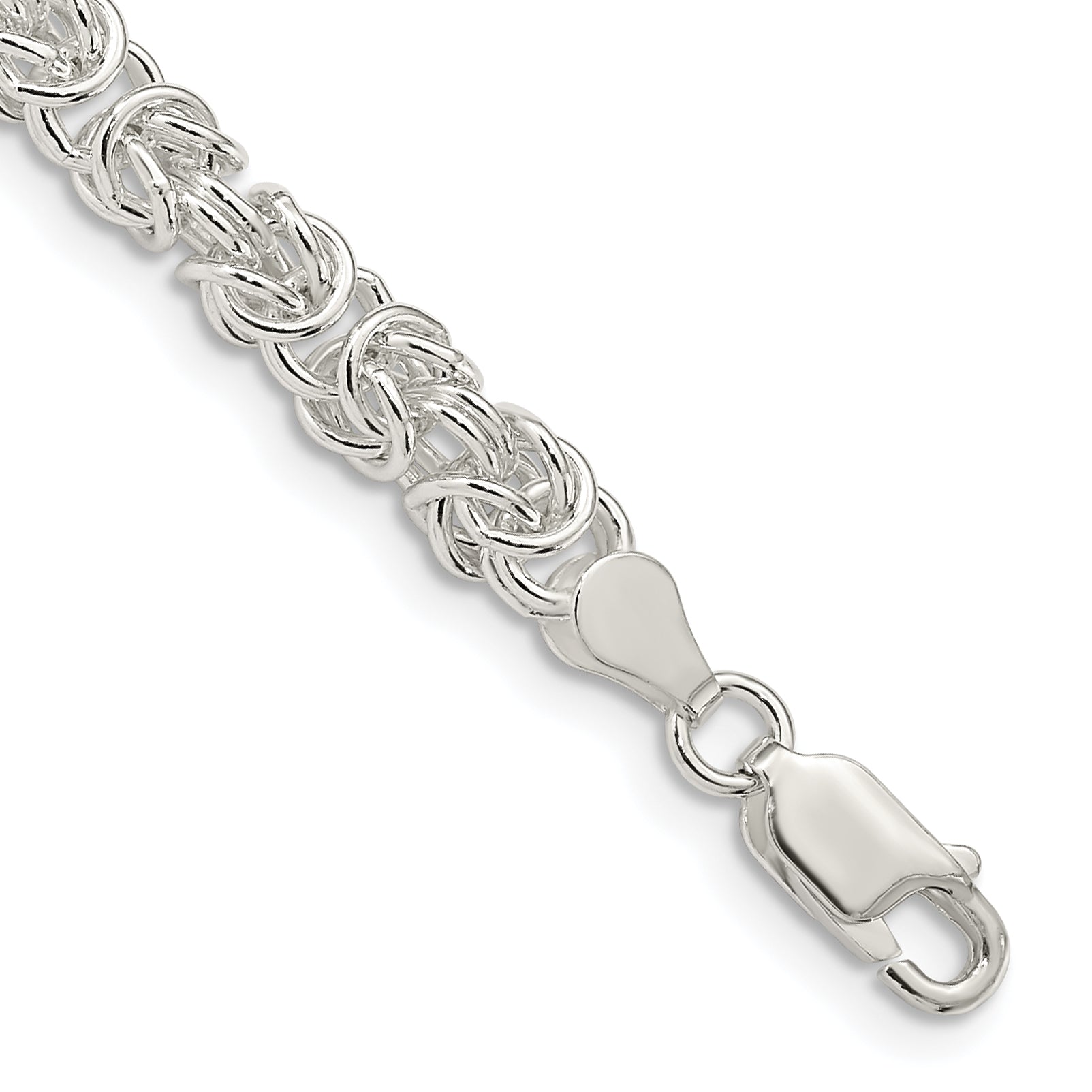 8 Inch Sterling Silver 4.75mm Rounded Byzantine Chain Bracelet
