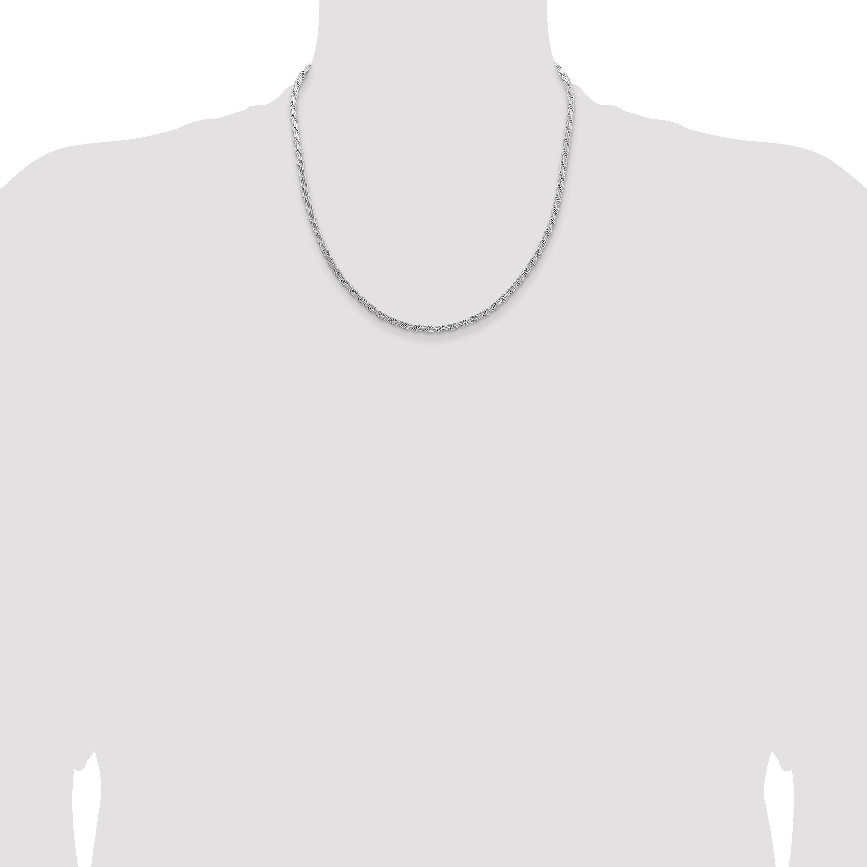 20 Inch Sterling Silver 3.65mm Flat Rope Chain Necklace