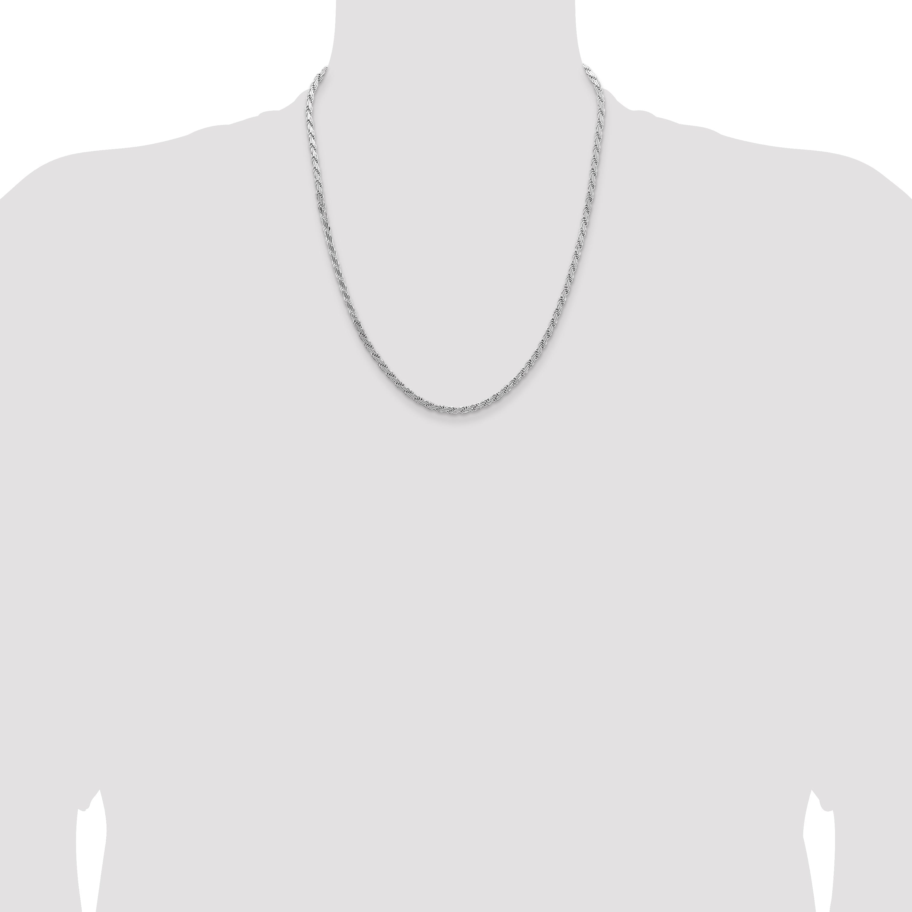 22 Inch Sterling Silver 3.65mm Flat Rope Chain Necklace