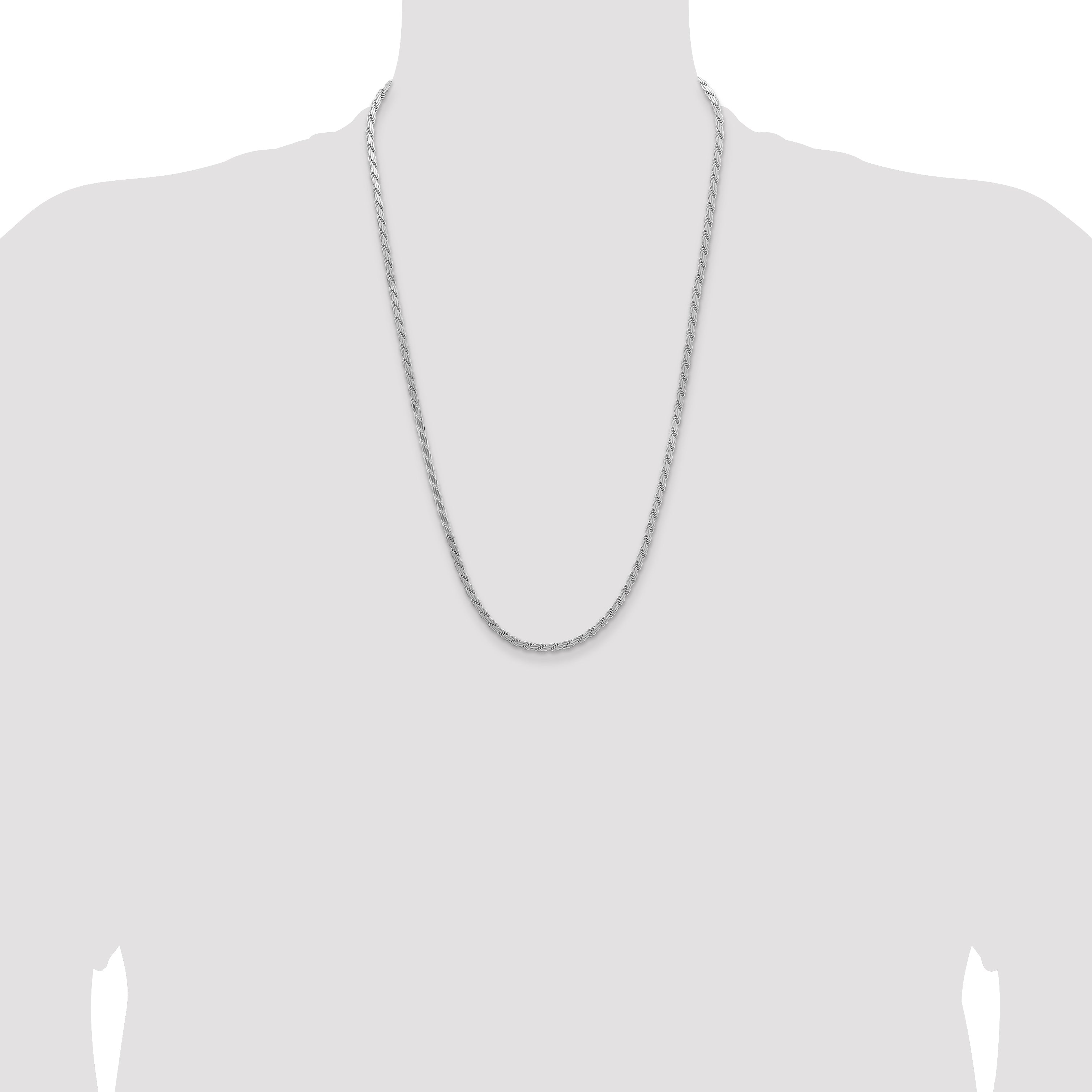 26 Inch Sterling Silver 3.65mm Flat Rope Chain Necklace