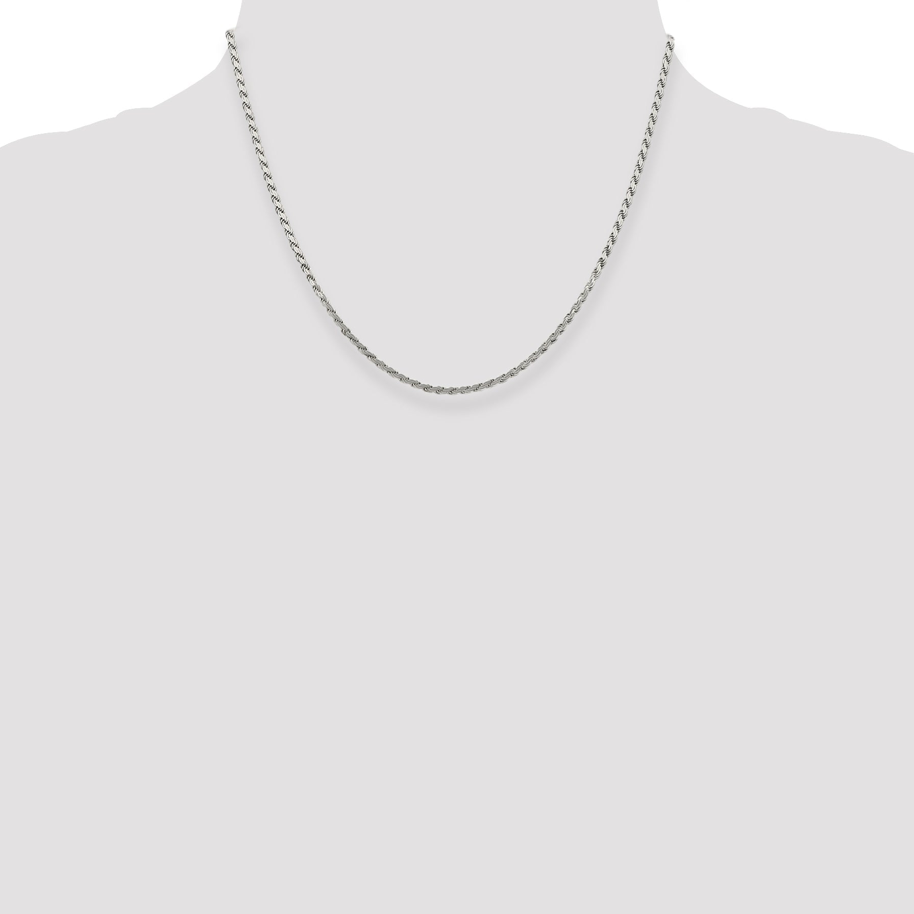 18 Inch Sterling Silver 2.25mm Flat Rope Chain Necklace